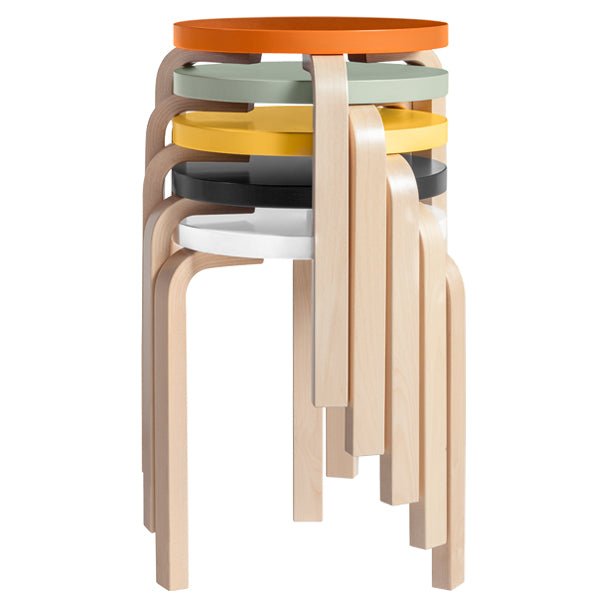 Artek Stool Painted Seat Artek 60 Stool Painted Seat Orange