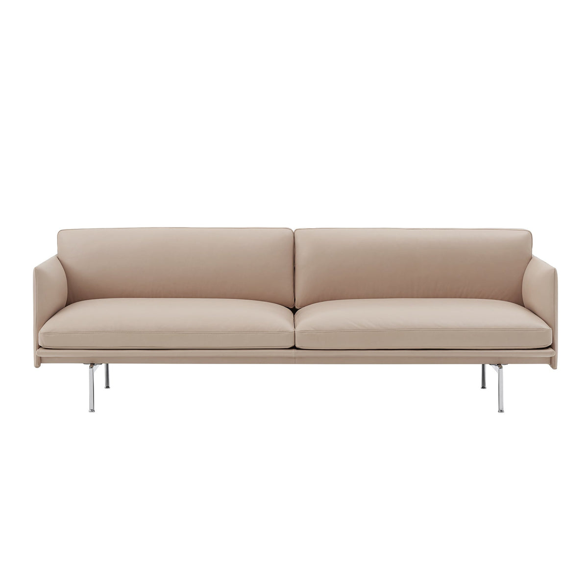 Muuto Outline 220cm sohva Beige nahka/polished aluminum - Laatukaluste