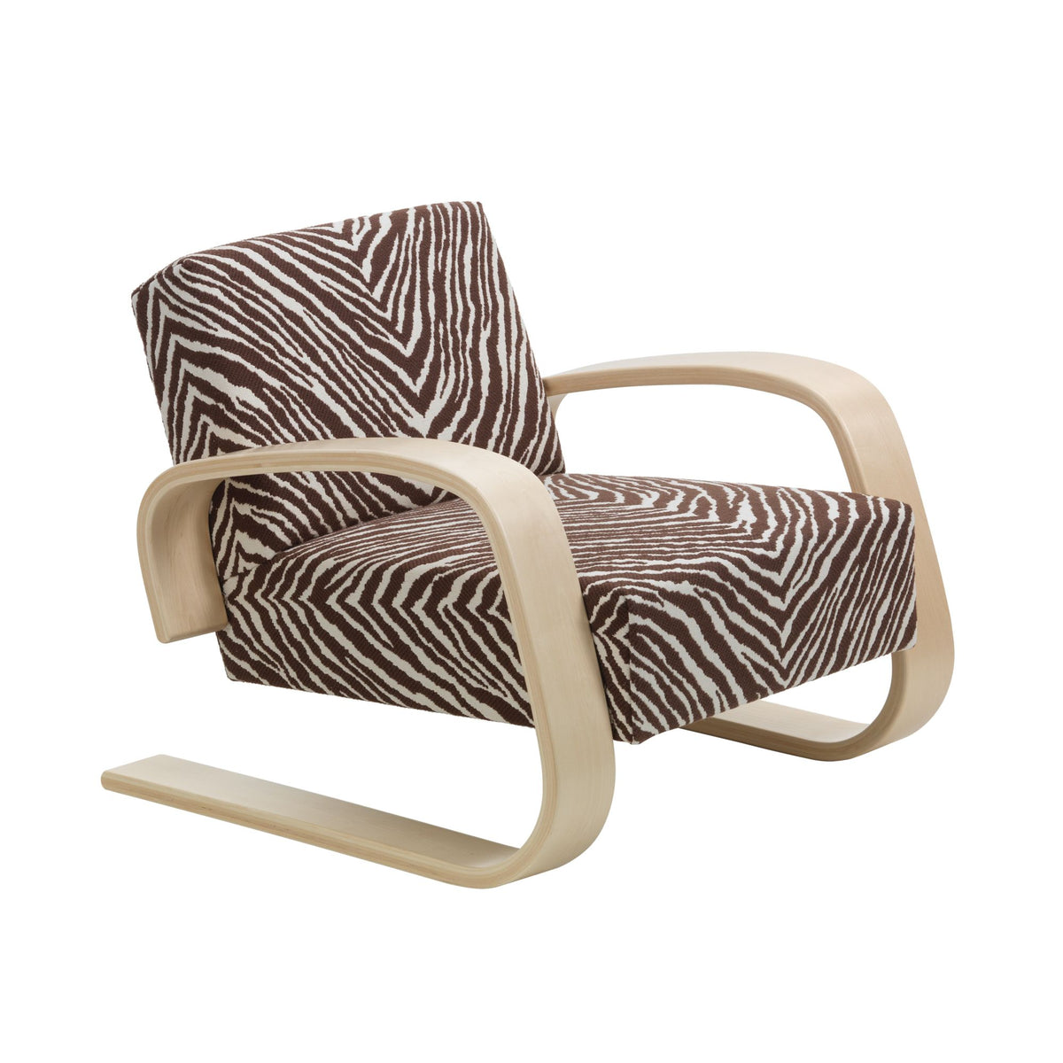 Artek 400 "Tank" lounge chair Zebra brown/birch