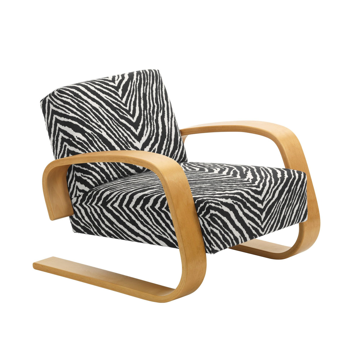 Artek 400 "Tank" lounge chair Zebra black/stained honey