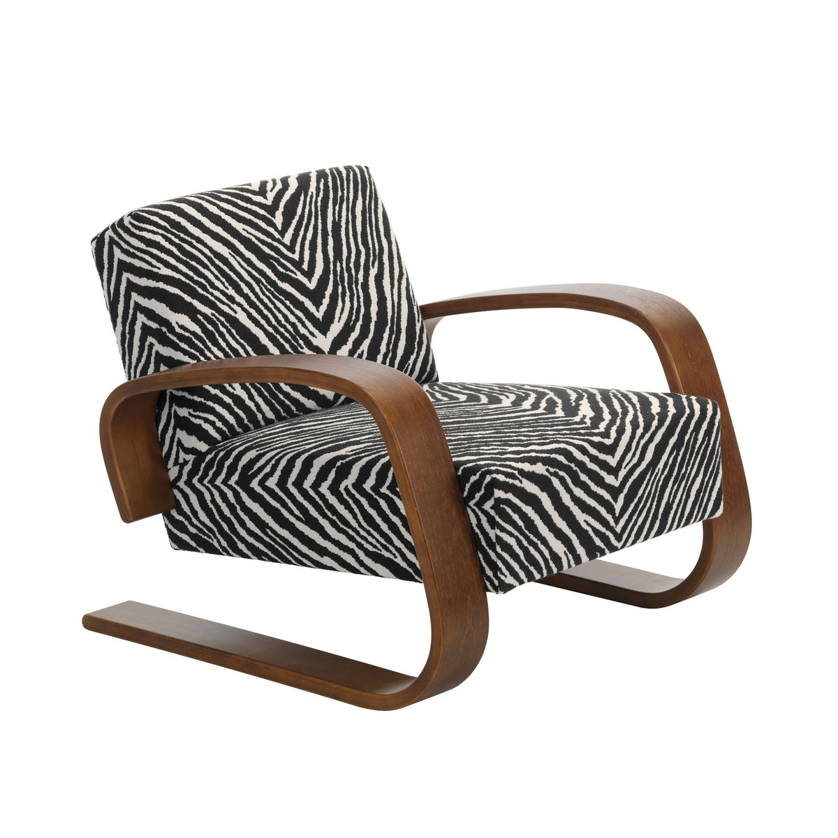 Artek 400 "Tank" lounge chair Zebra black/walnut