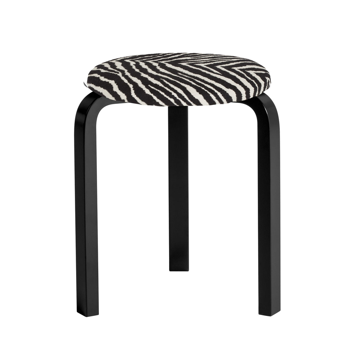 Artek 60 jakkara Zebra-verhoilu musta - Laatukaluste