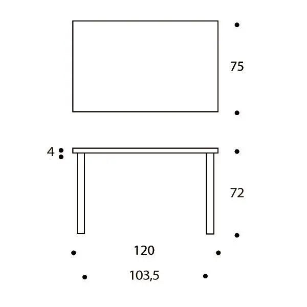 Artek 81B pöytä musta linoleum - Laatukaluste