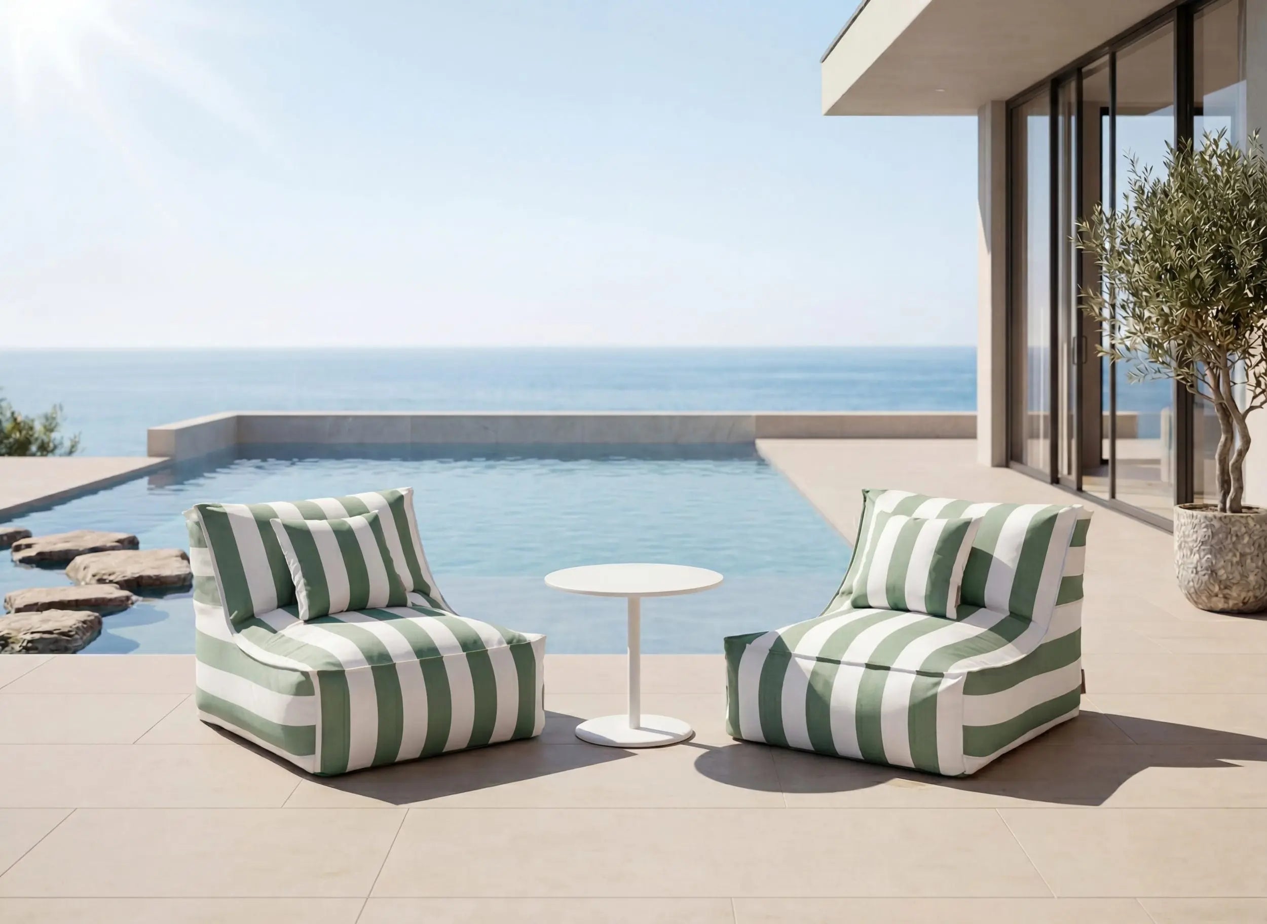 Blomus Stay Lounger lepotuoli vihreä/valkoinen Blomus