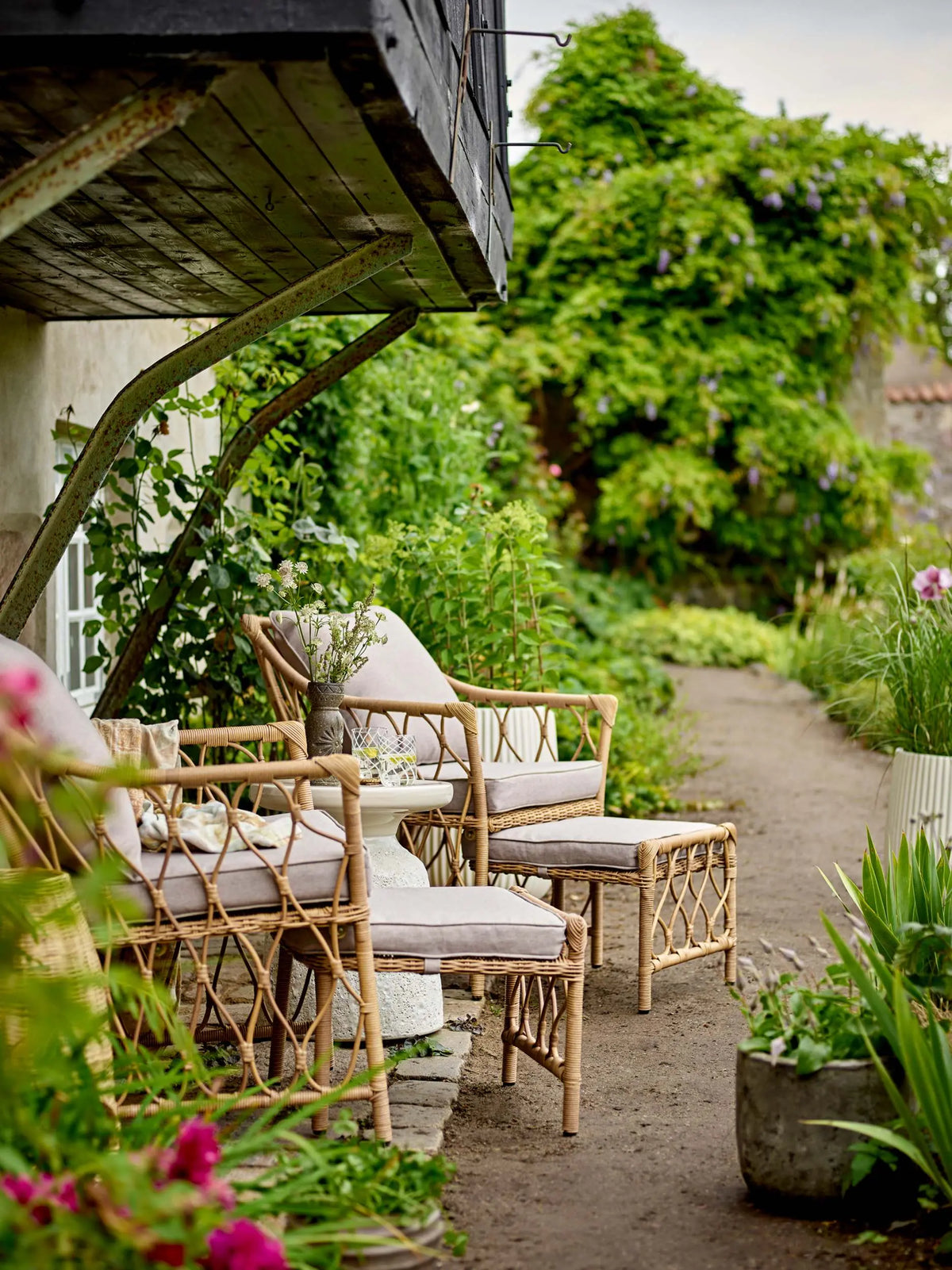 Bloomingville Belluce lepotuoli+rahi luonnonvärinen Bloomingville