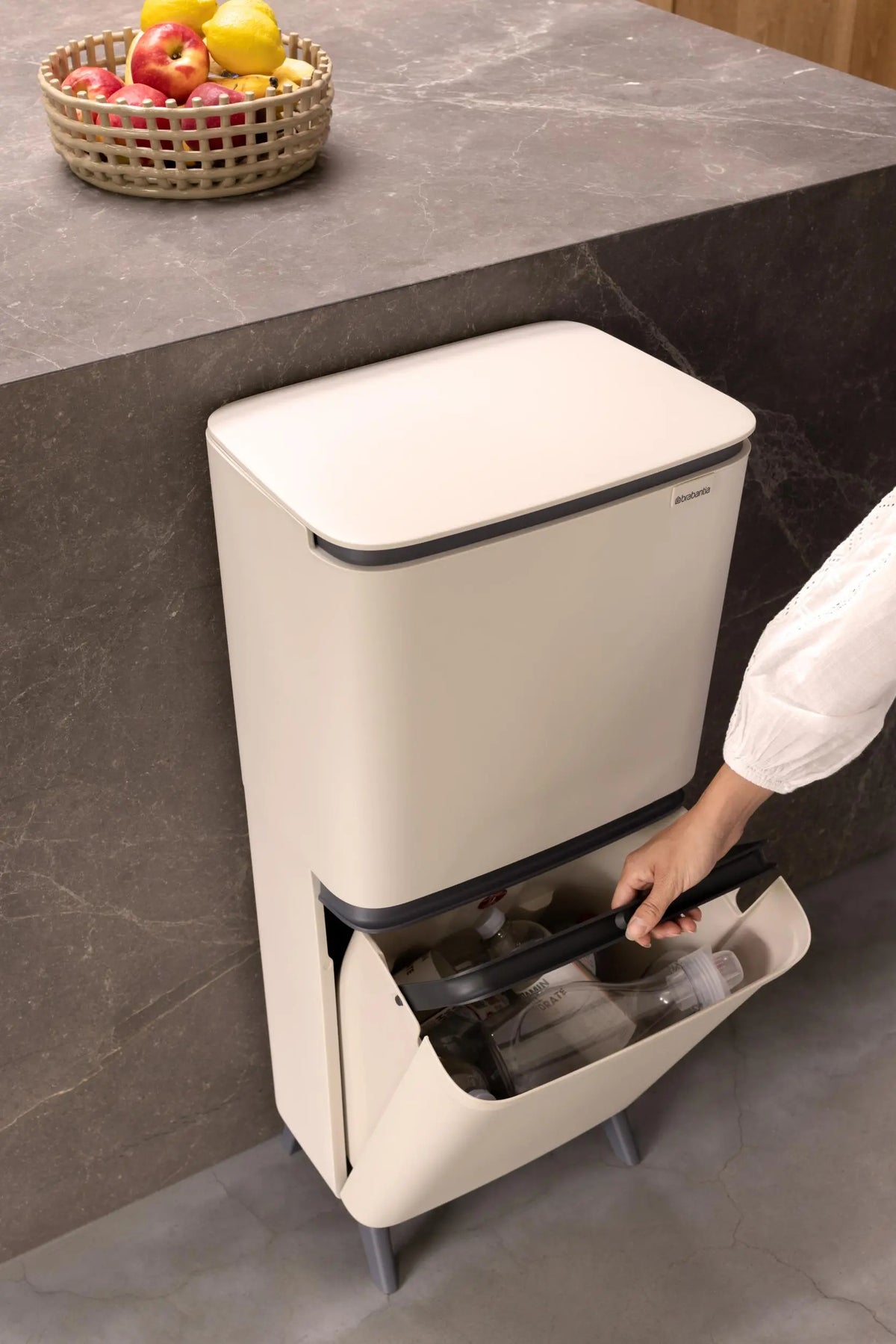 Brabantia SortUp Hi 10+10+25L kierrätysastia soft beige Brabantia
