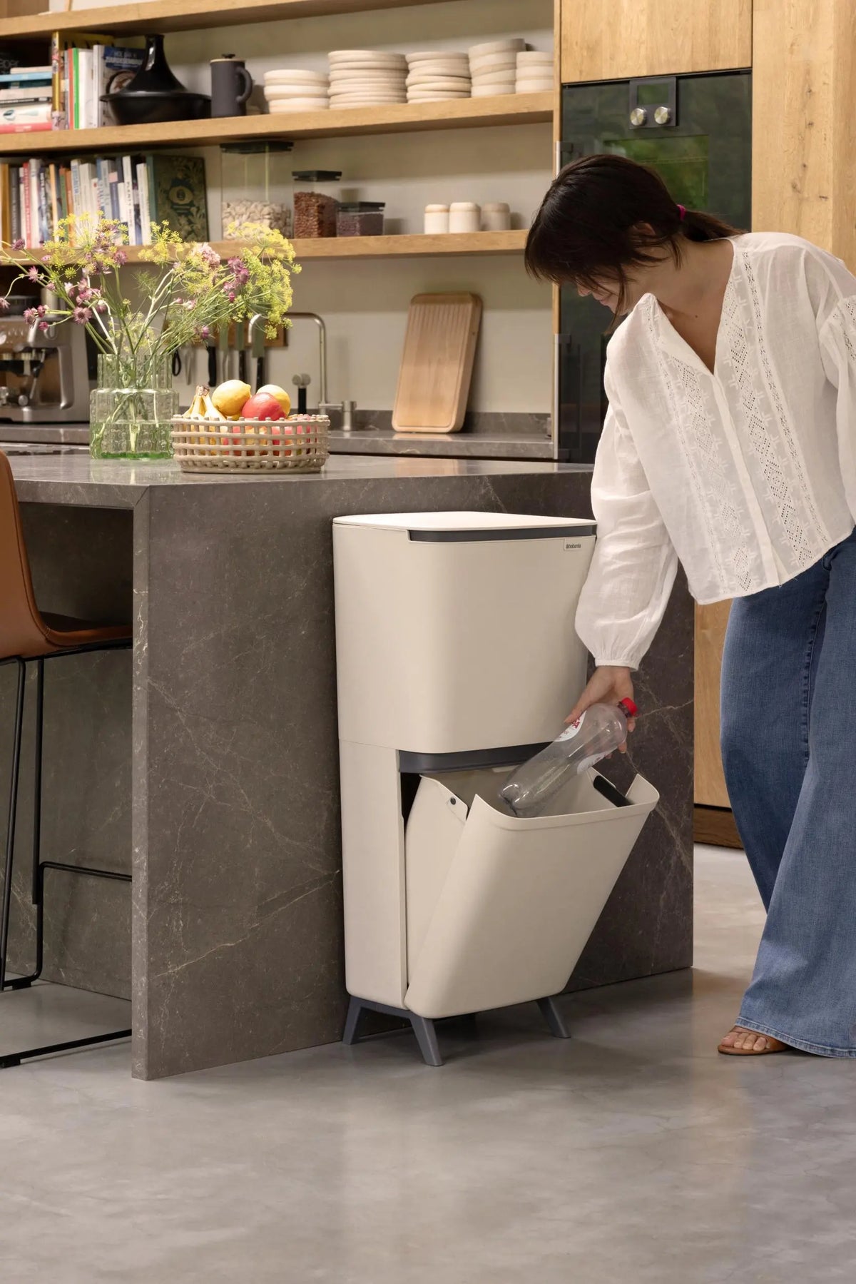 Brabantia SortUp Hi 10+10+25L kierrätysastia soft beige Brabantia