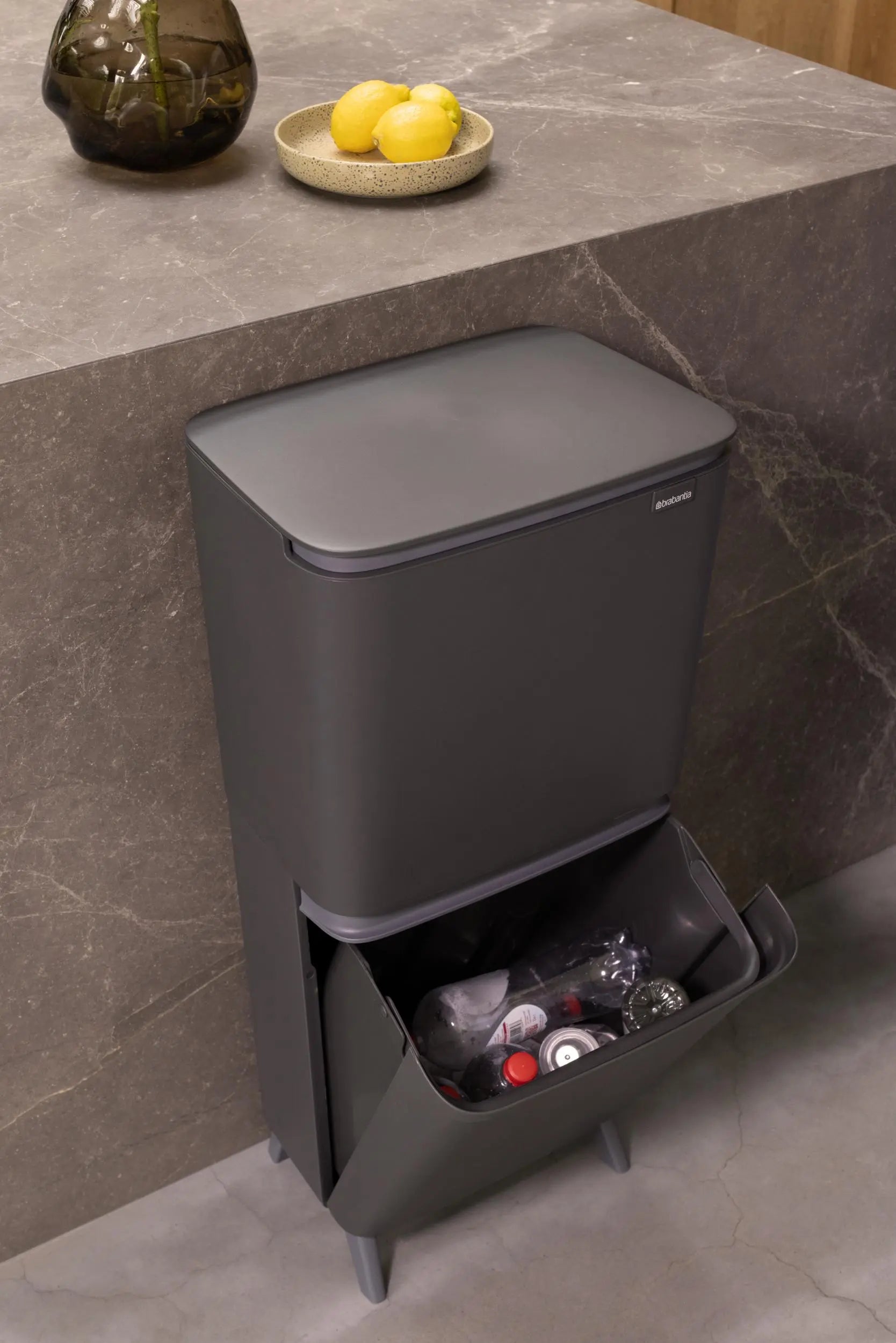Brabantia SortUp Hi 10+10+25L kierrätysastia tummanharmaa Brabantia
