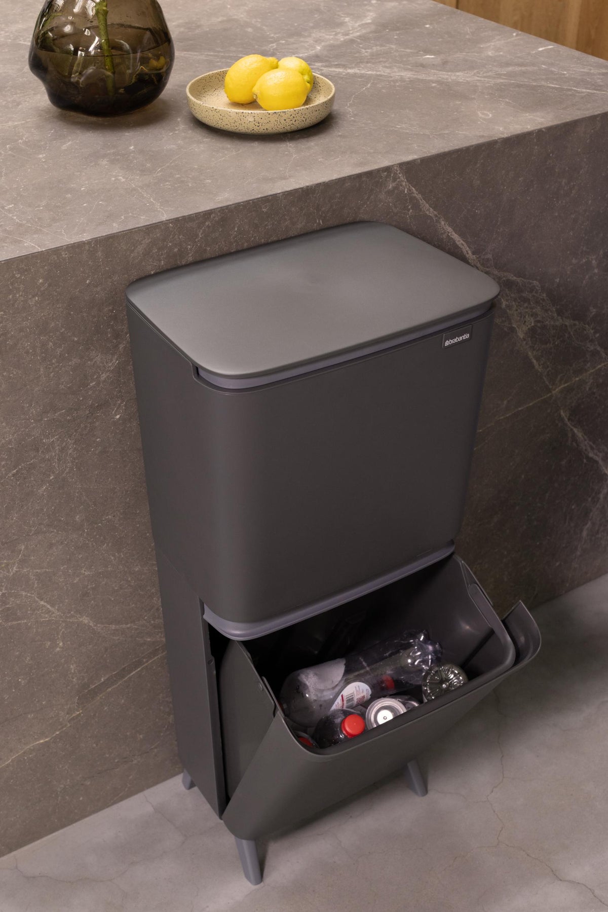 Brabantia SortUp Hi 10+10+25L kierrätysastia tummanharmaa Brabantia
