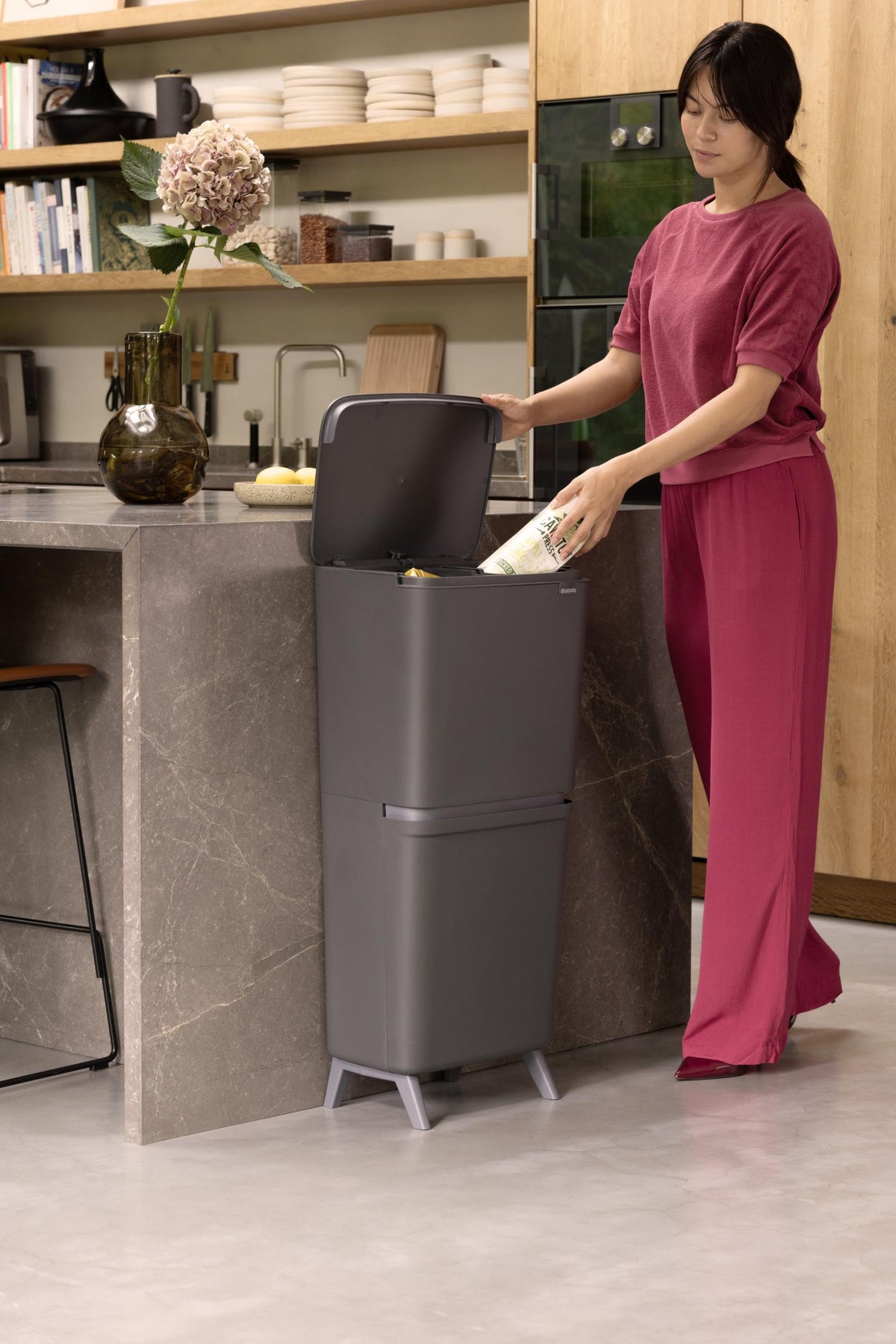 Brabantia SortUp Hi 10+10+25L kierrätysastia tummanharmaa Brabantia