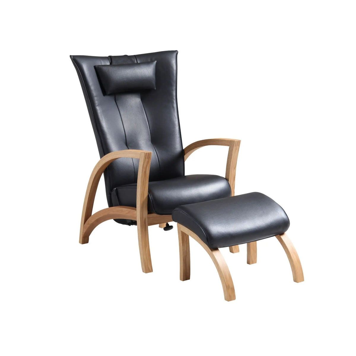 Bröderna Anderssons Focus lepotuoli+rahi öljytty tammi/musta nahka Bröderna Anderssons