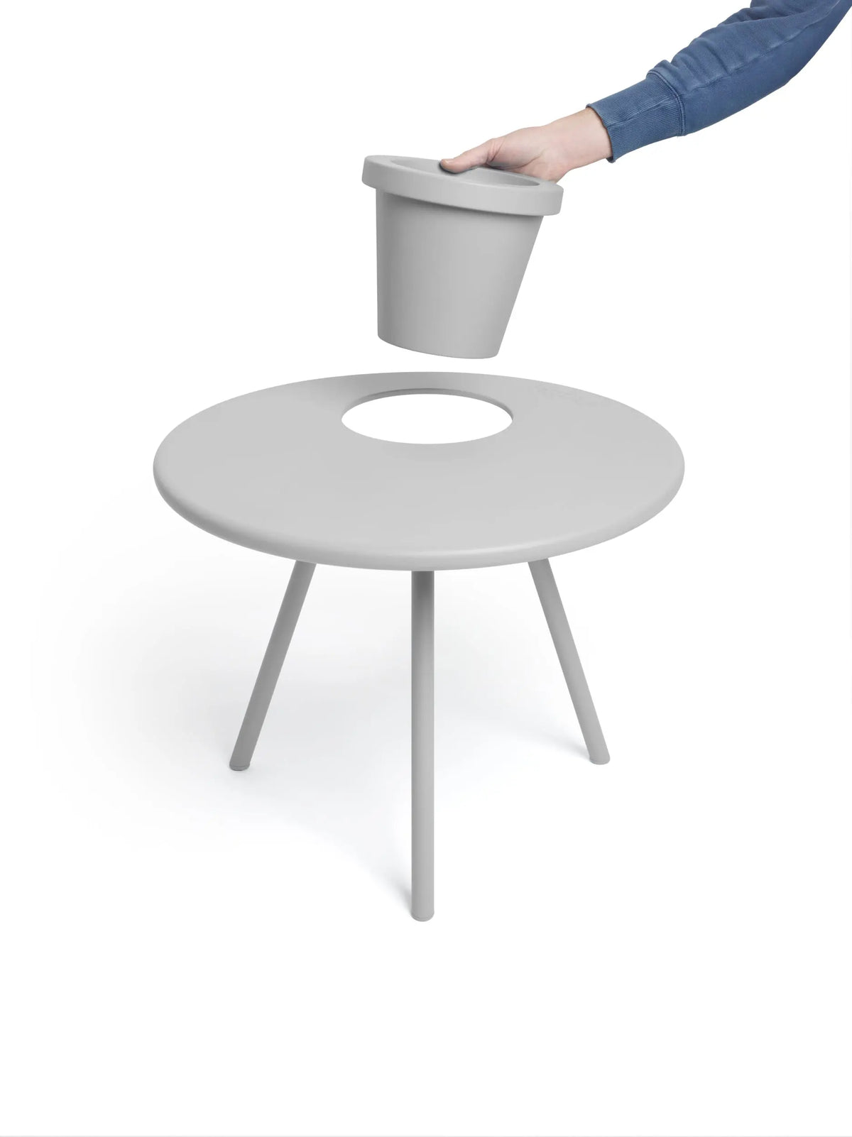 Fatboy Bakkes sivupöytä ruukulla vaaleanharmaa Fatboy