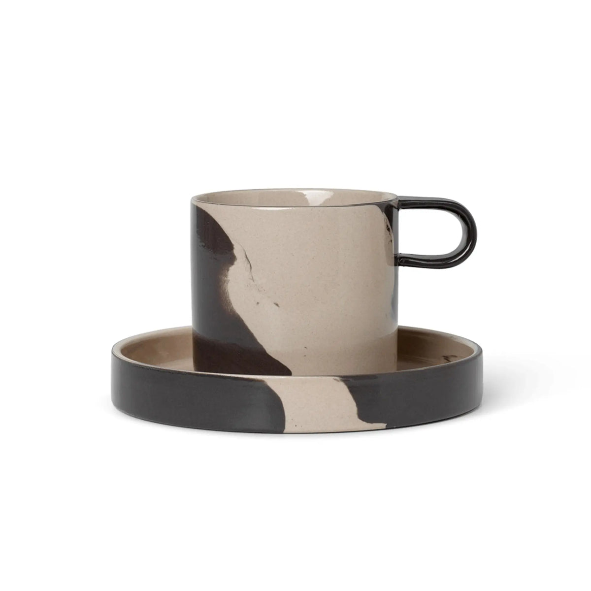 Ferm Living Inlay kuppi ja lautanen hiekka - Laatukaluste