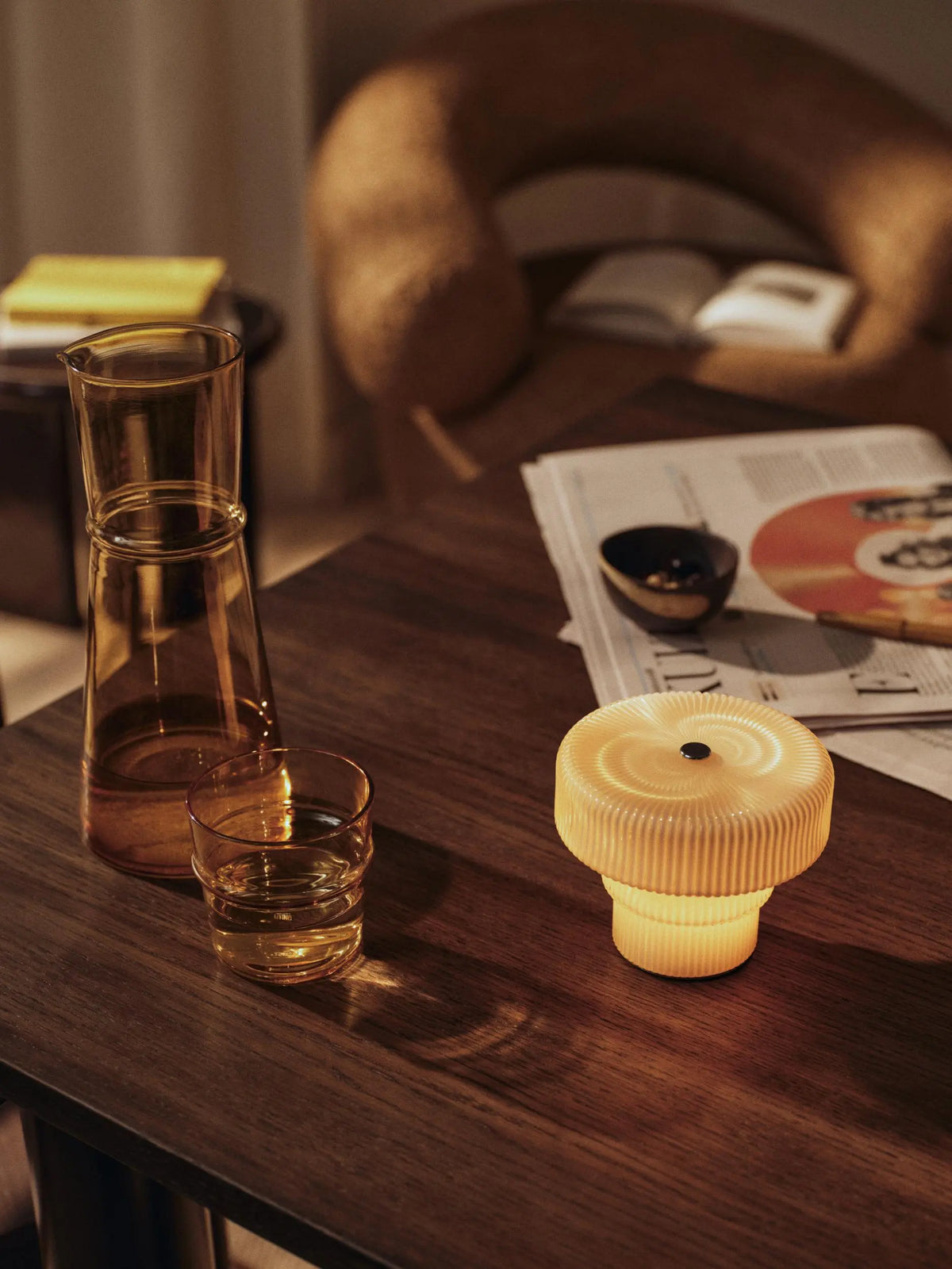 Ferm Living Ripple Portable pieni pöytävalaisin kaura Ferm Living