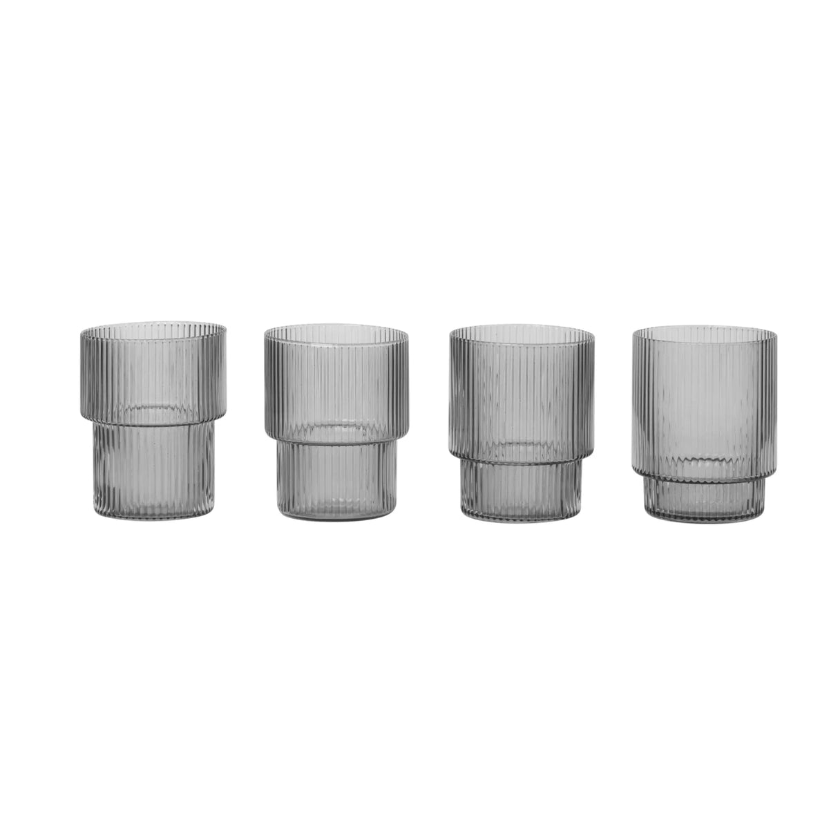 Ferm Living Ripple lasi 4kpl savunharmaa - Laatukaluste