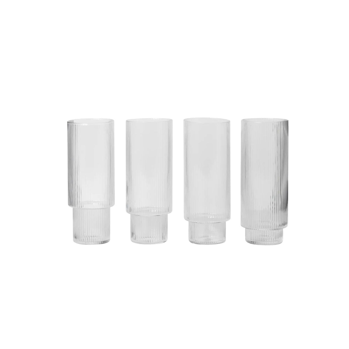 Ferm Living Ripple lasi korkea 4kpl kirkas - Laatukaluste