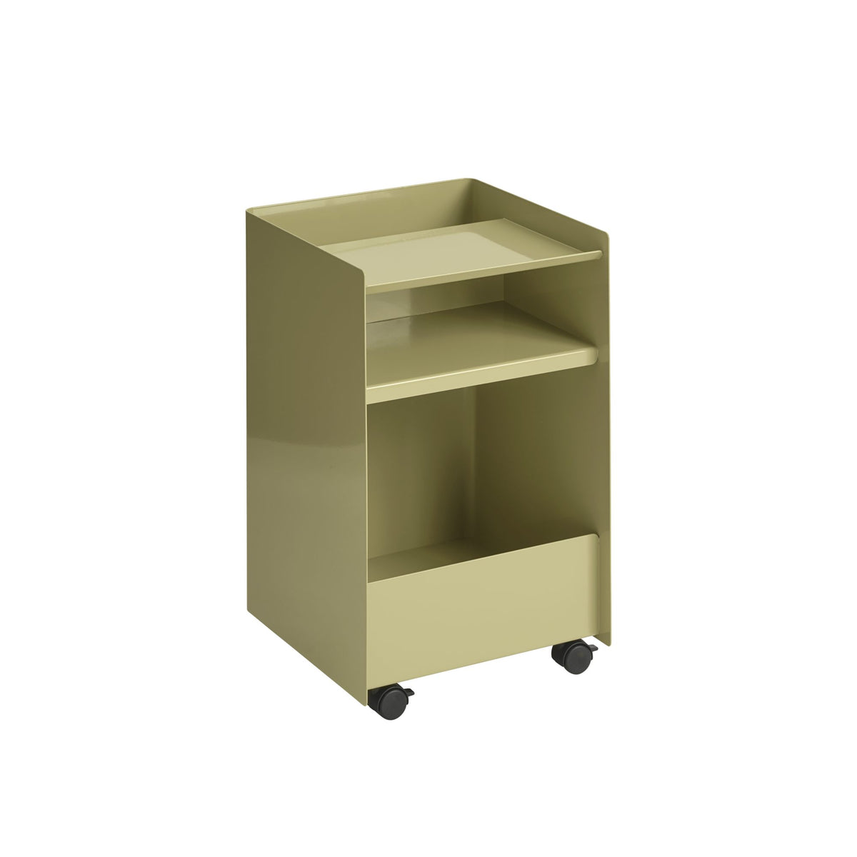 Muuto Folded low serving trolley open beige-green