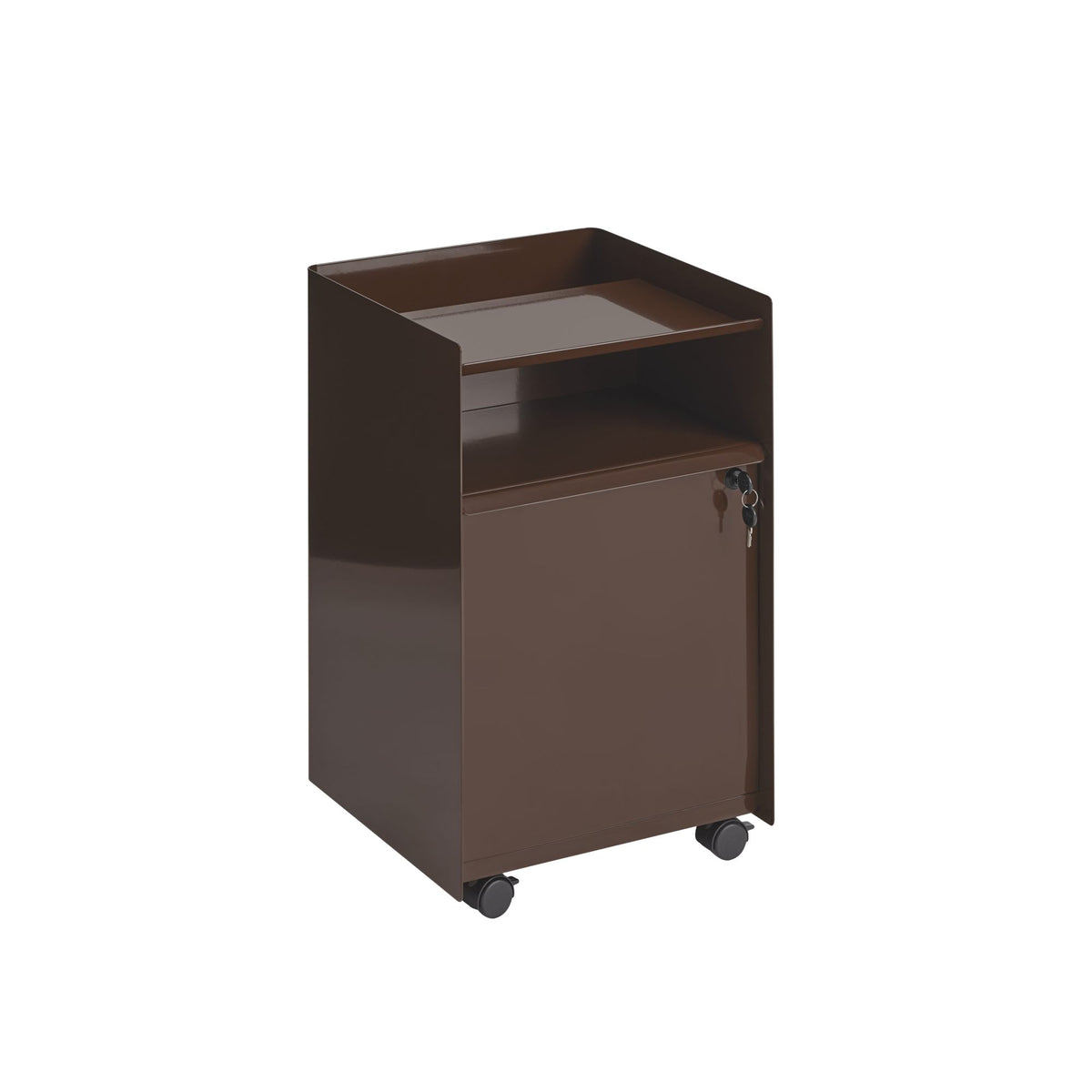 Muuto Folded low serving trolley with door dark red