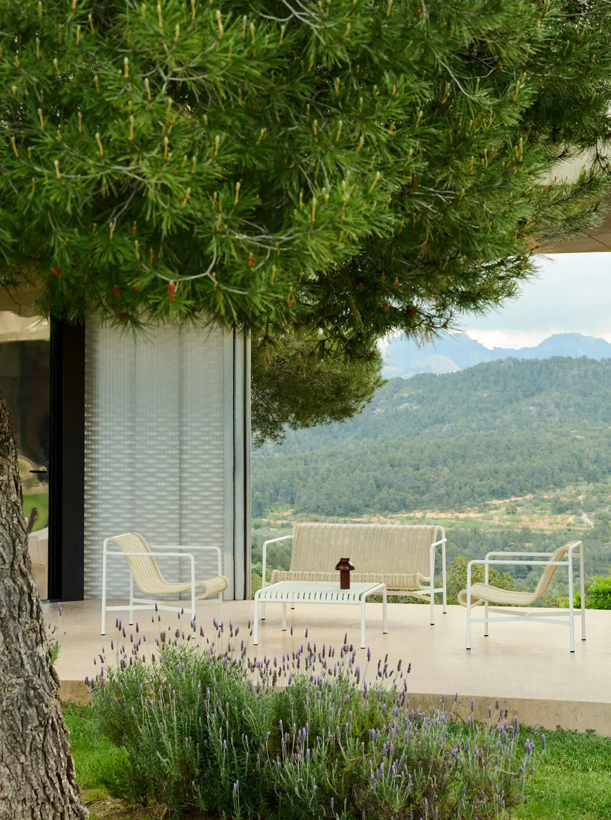 HAY Palissade Cord Lounge nojatuoli matala kermanvalkoinen HAY