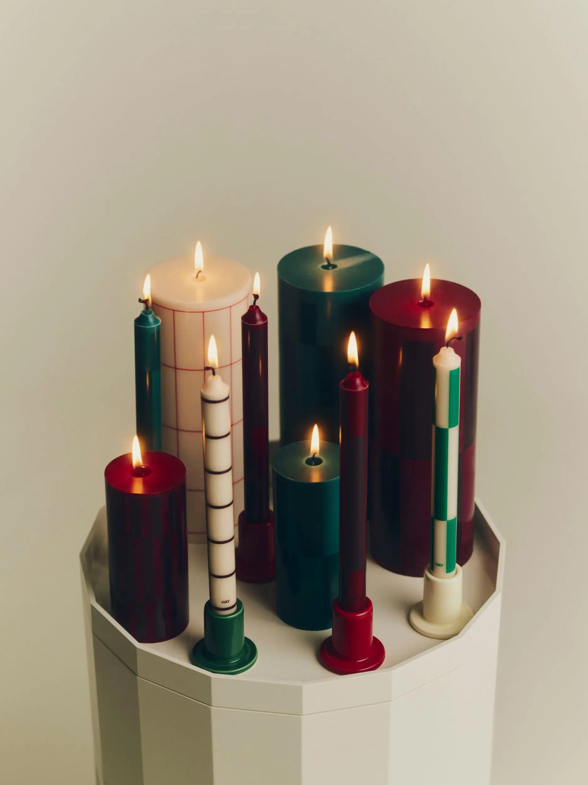 HAY Pattern kynttilä 4kpl sininen-burgundi HAY