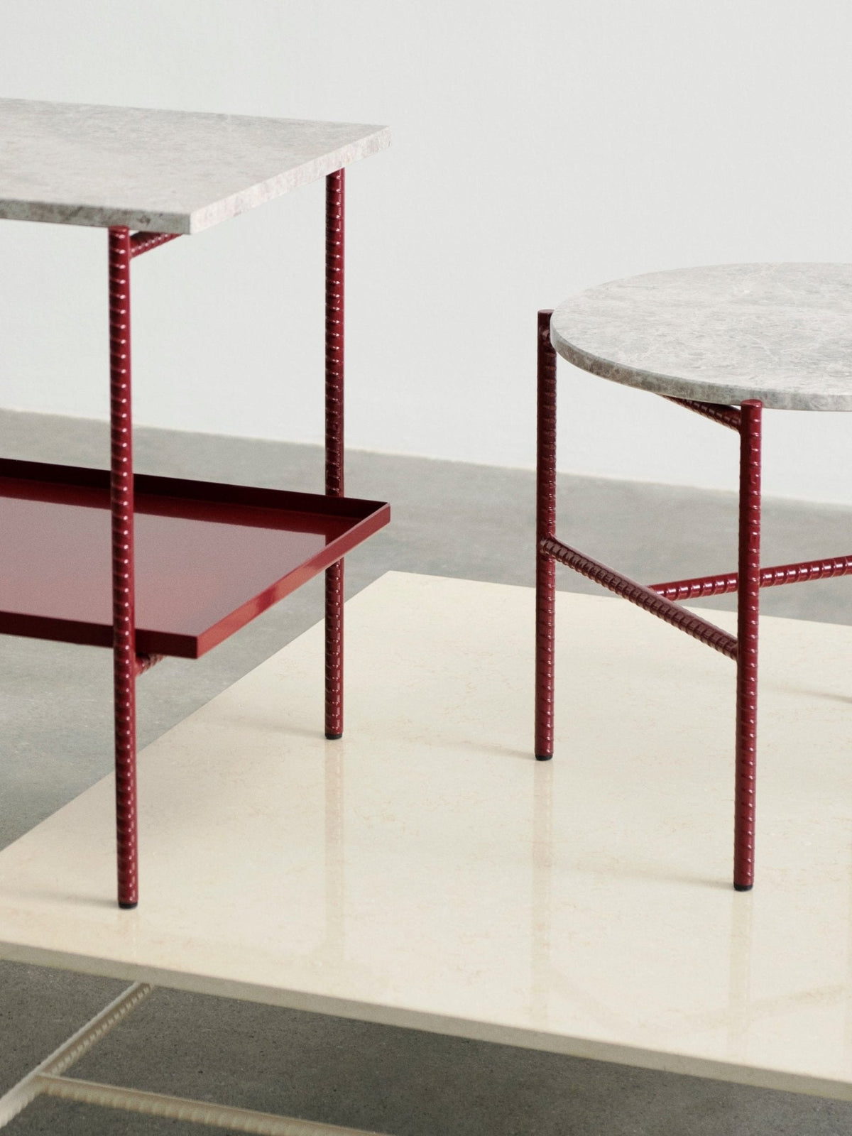 HAY Rebar sivupöytä 75x44 marmori- ja metallitasolla harmaa/punainen - Laatukaluste