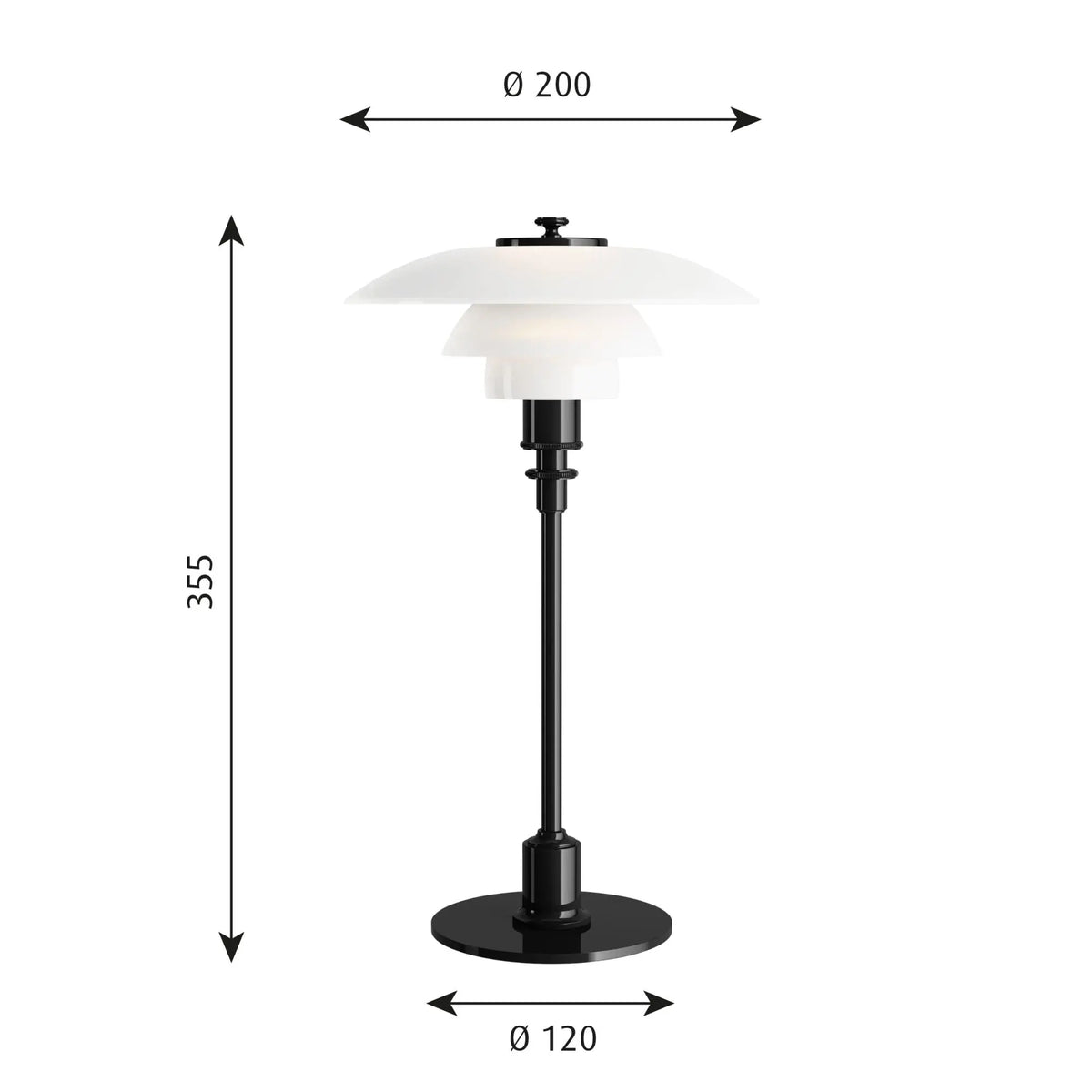 Louis Poulsen PH 2/1 pöytävalaisin musta Louis Poulsen