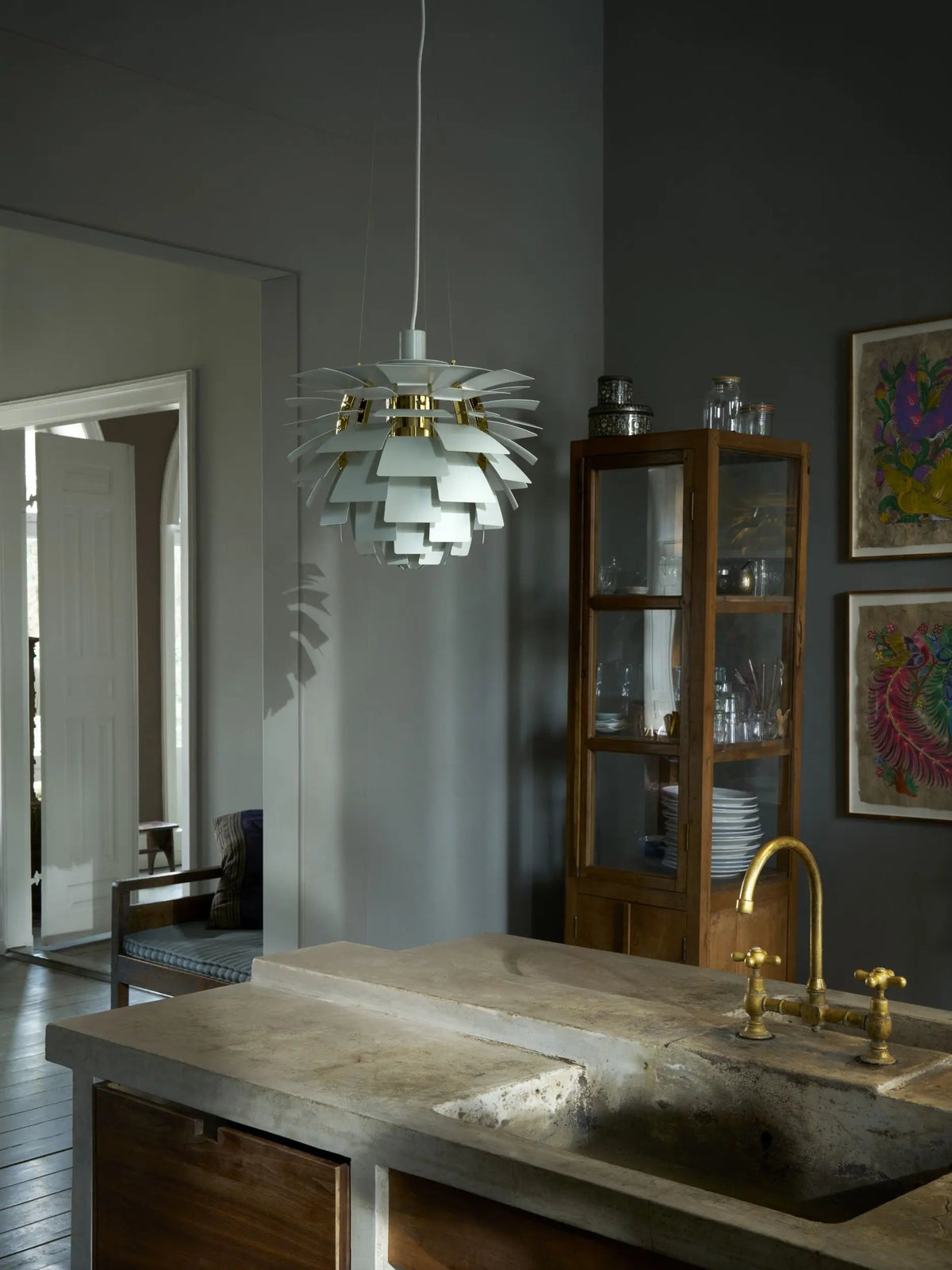 Louis Poulsen PH Artichoke Ø48 riippuvalaisin vihreä/messinki Louis Poulsen