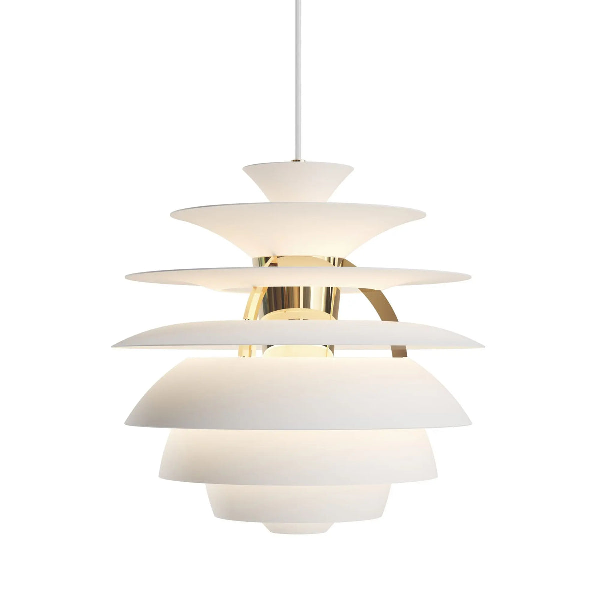 Louis Poulsen PH Snowball riippuvalaisin pehmeä valkoinen/messinki Louis Poulsen