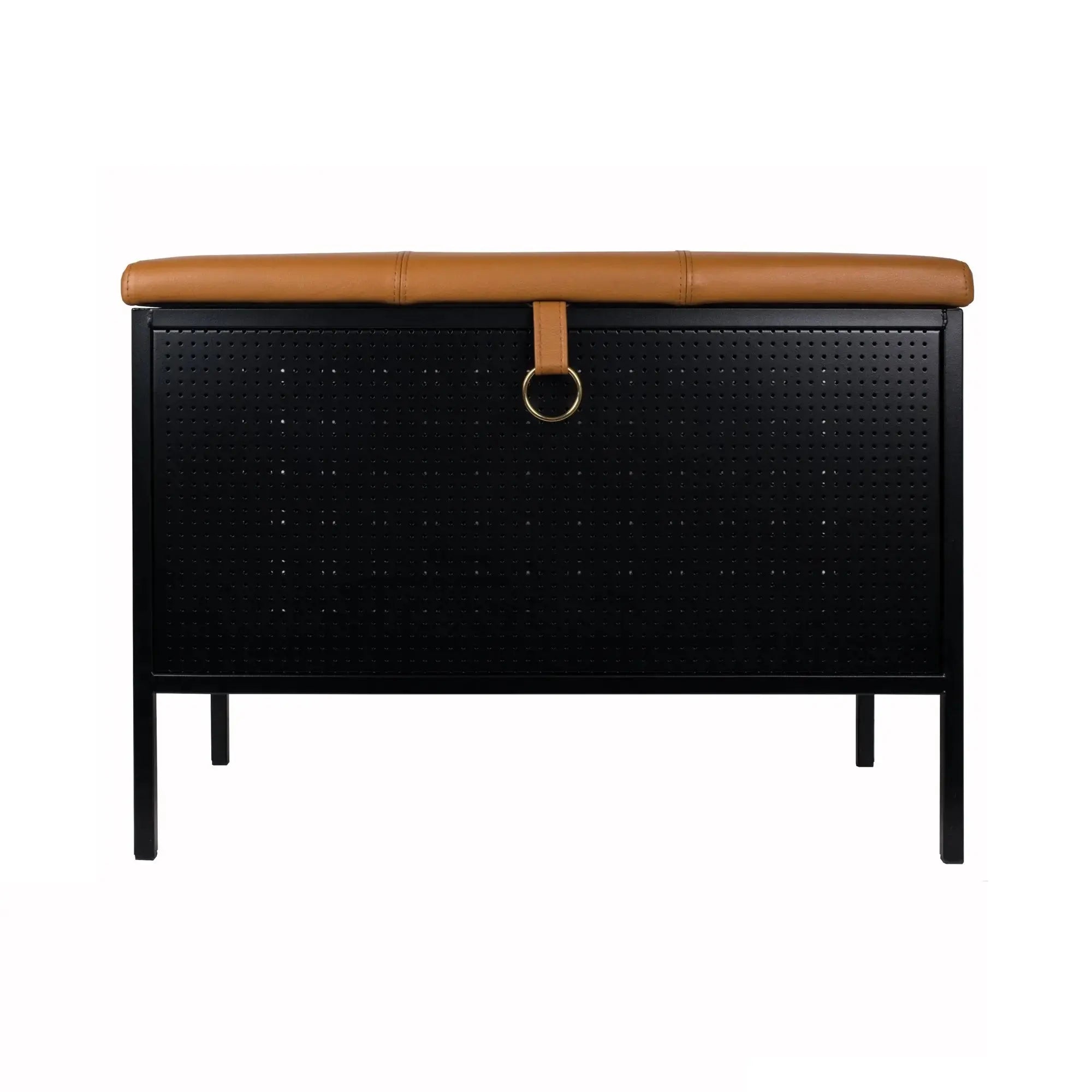 Maze Frank säilytyspenkki musta/konjakki Maze