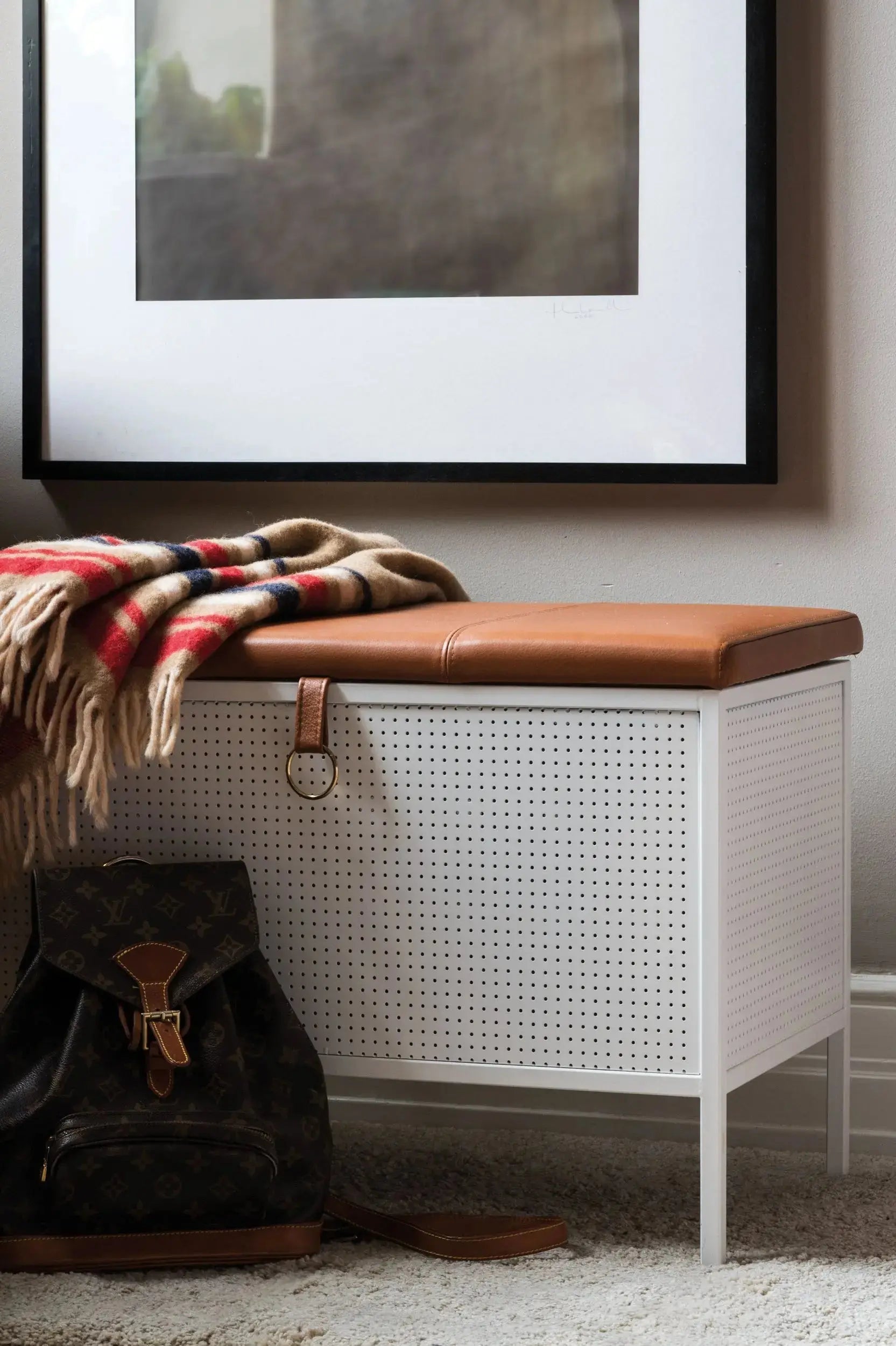 Kopio: Maze Frank säilytyspenkki valkoinen/konjakki Maze