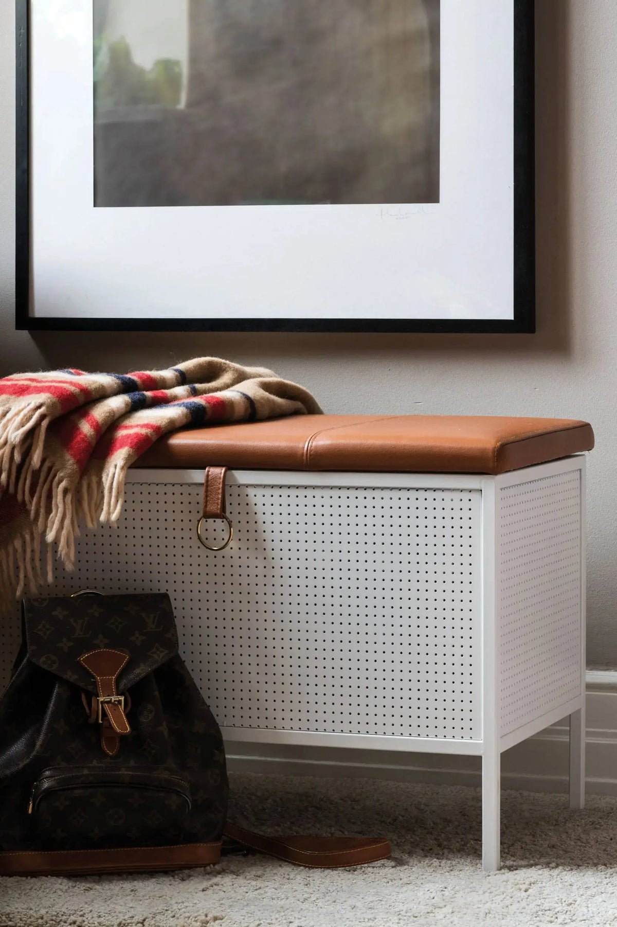 Kopio: Maze Frank säilytyspenkki valkoinen/konjakki Maze