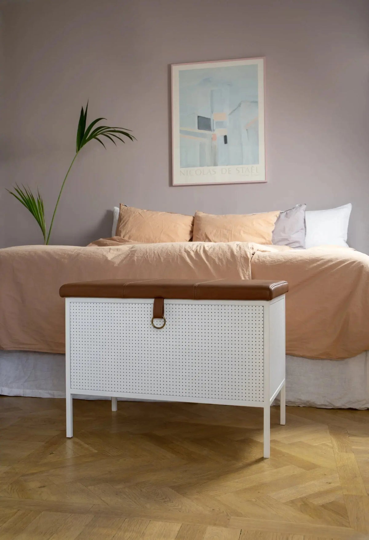 Kopio: Maze Frank säilytyspenkki valkoinen/konjakki Maze