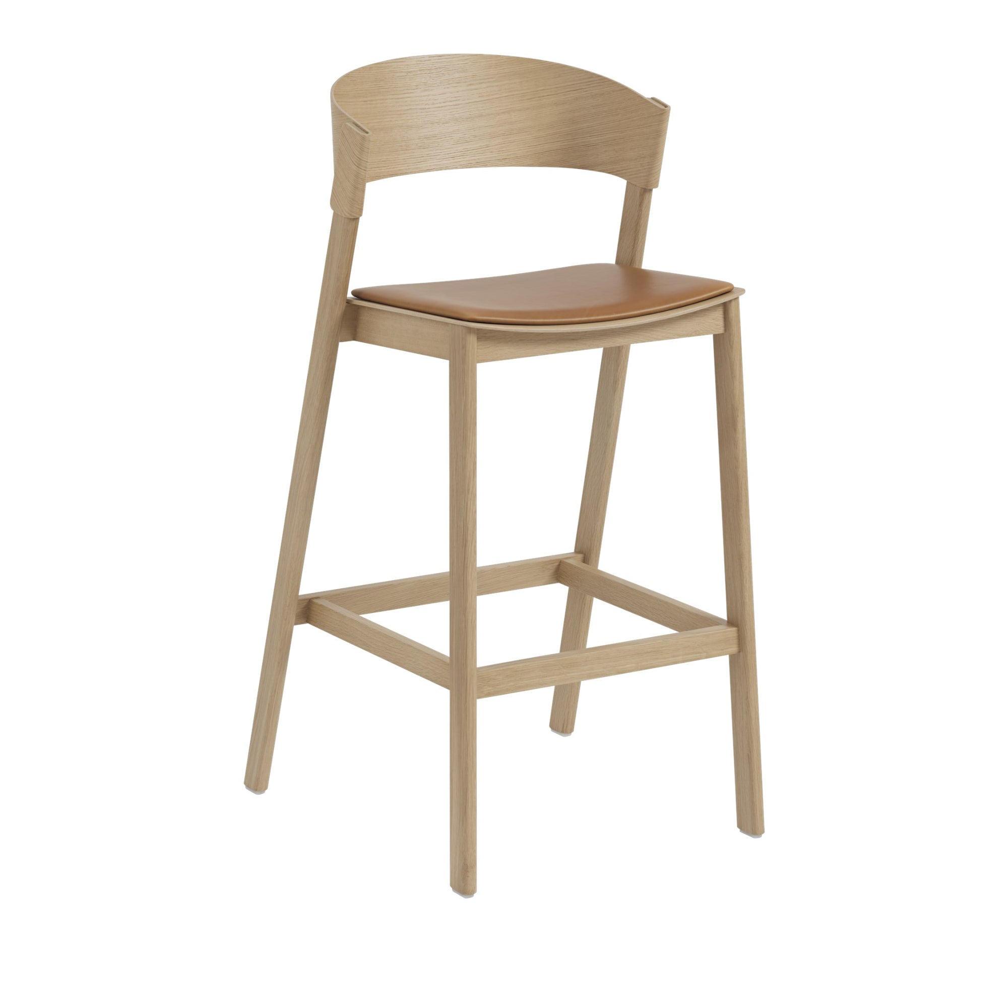 Muuto Cover korkea baarituoli tammi/nahka - Laatukaluste