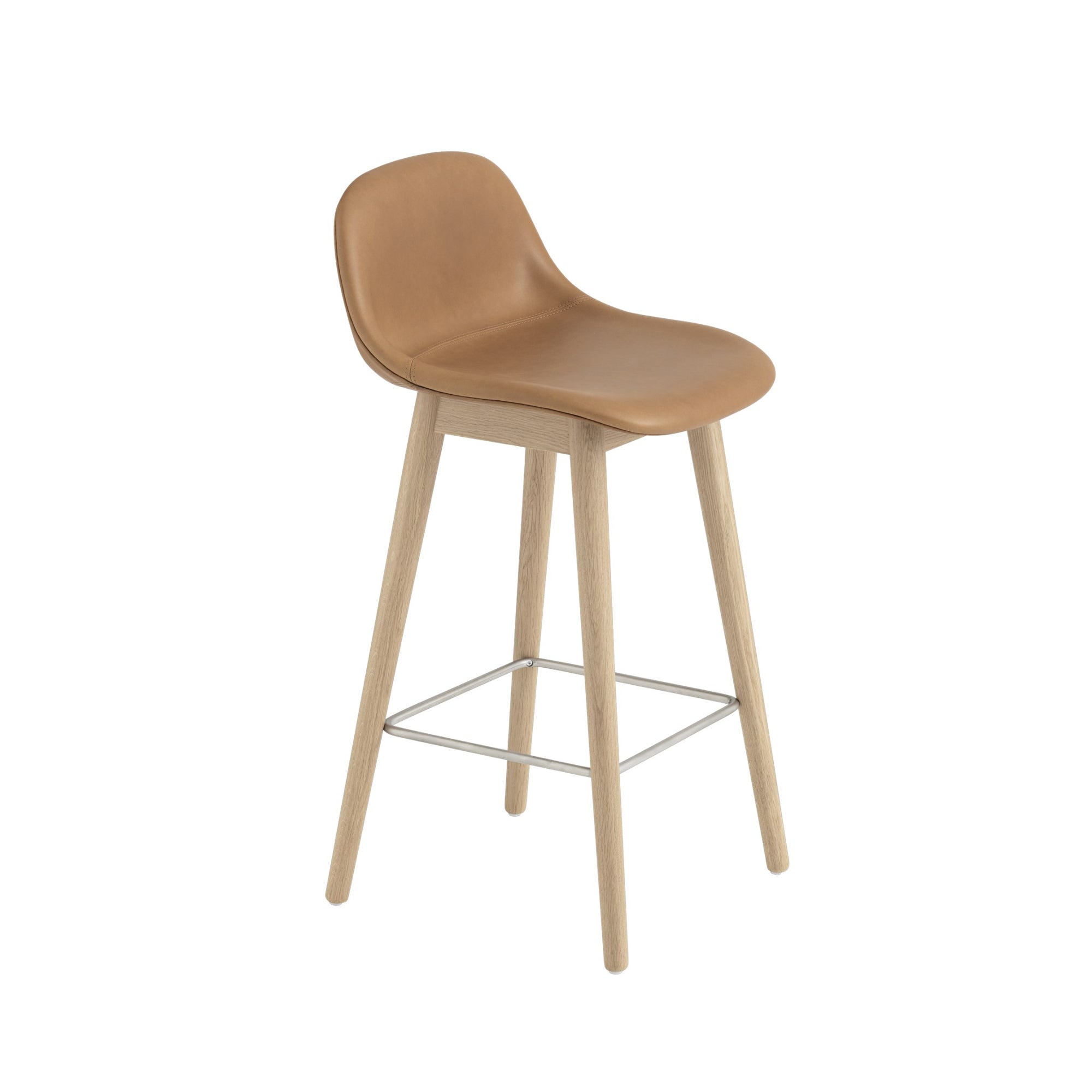 Muuto Fiber baarituoli selkänojalla, tammijalat, konjakki/tammi - Laatukaluste