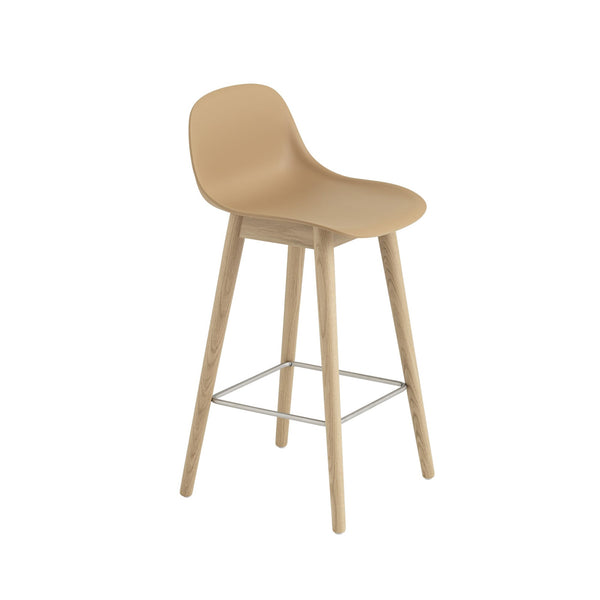 Muuto Fiber baarituoli selkänojalla, tammijalat, okra/tammi - Laatukaluste