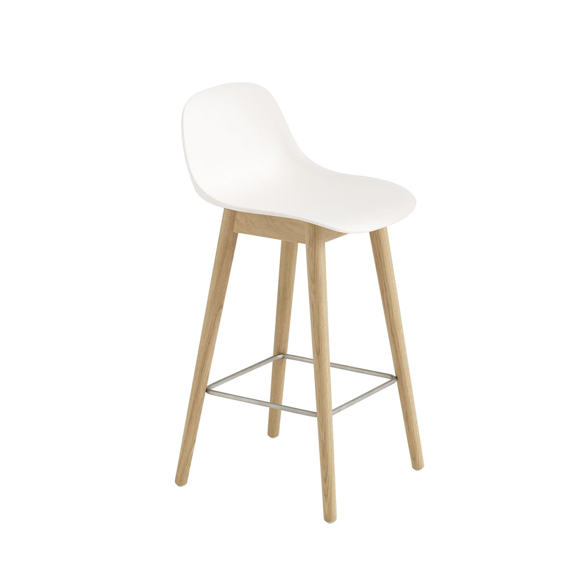 Muuto Fiber baarituoli selkänojalla, tammijalat, valkoinen/tammi - Laatukaluste