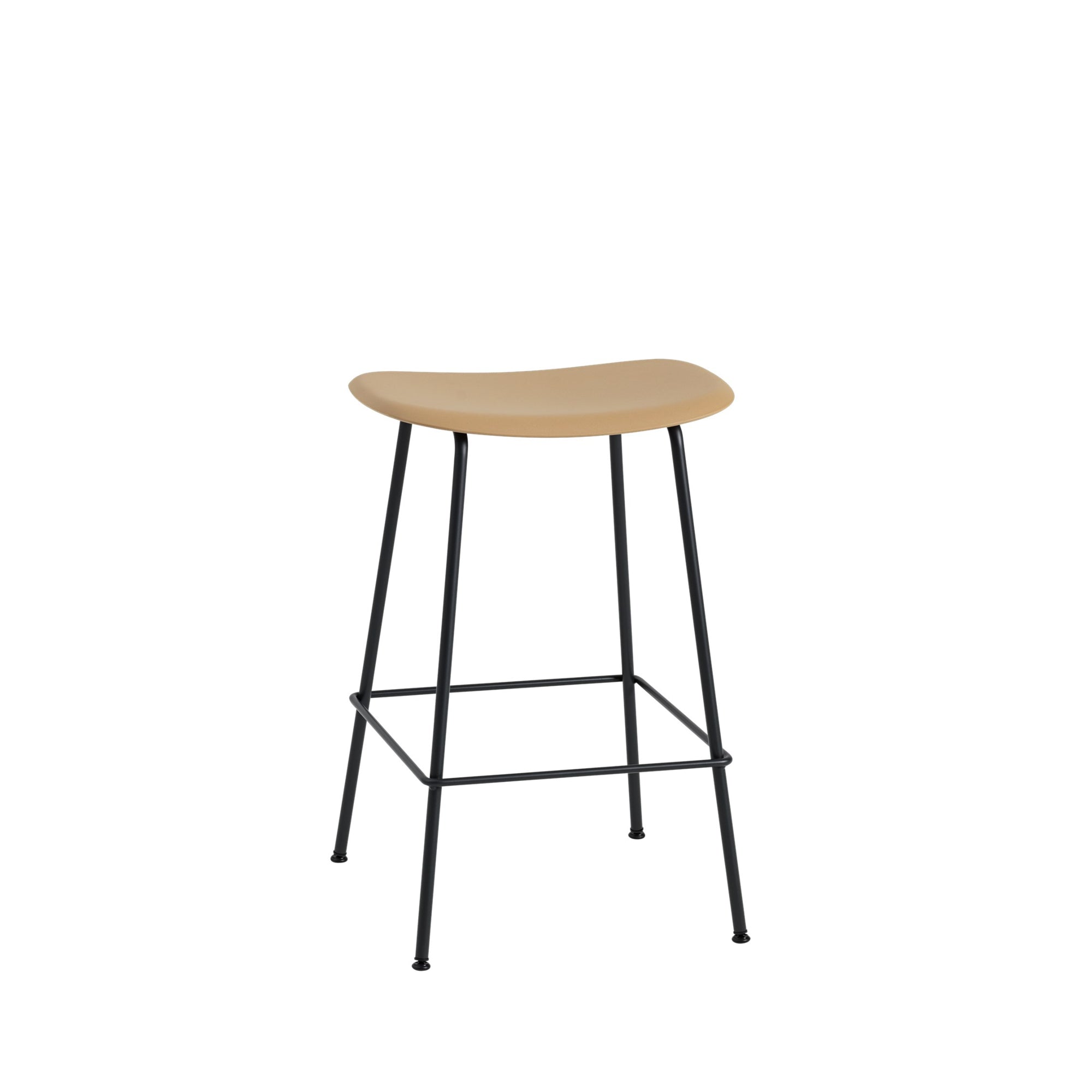 Muuto Fiber baarituoli, teräsjalat, okra/musta - Laatukaluste