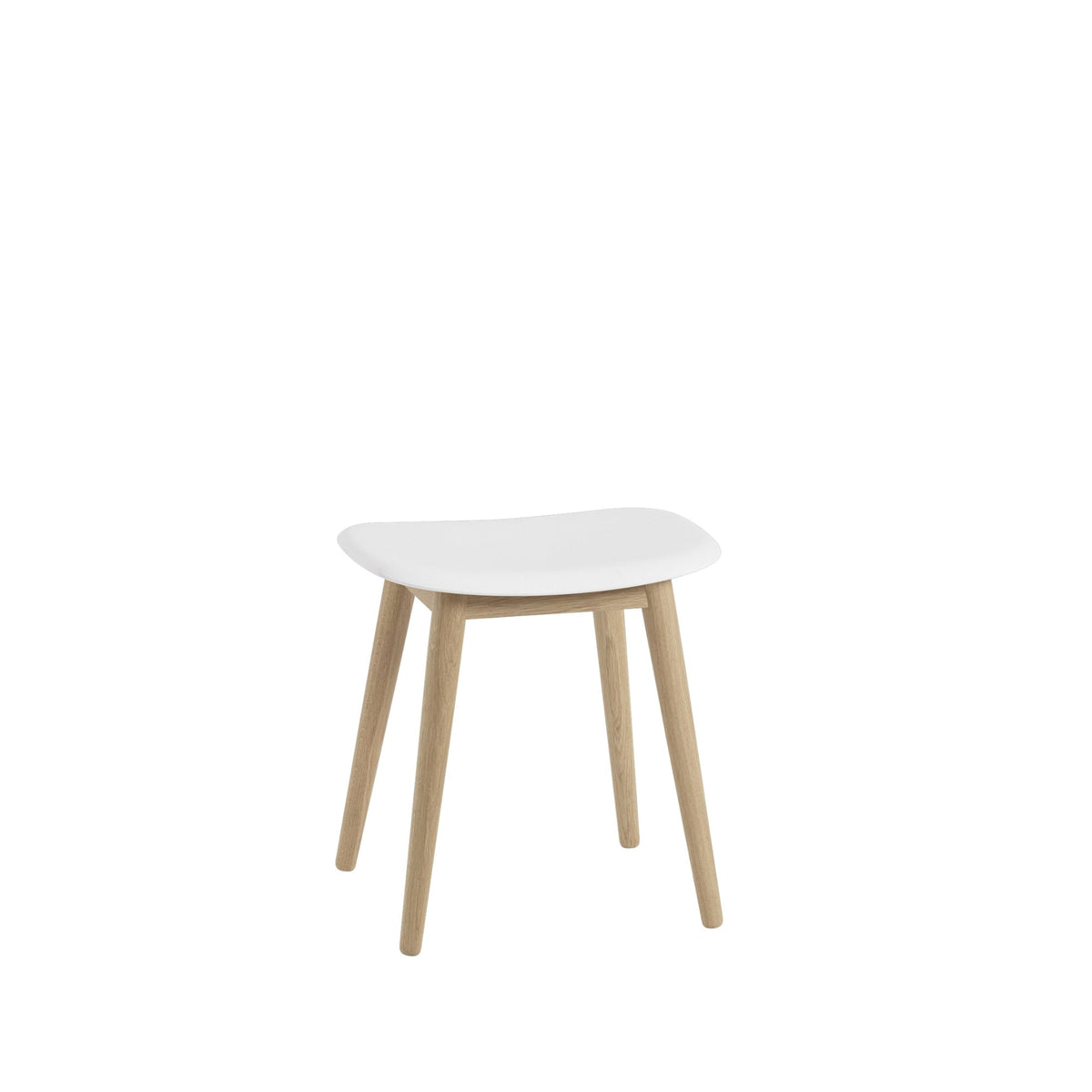 Muuto Fiber jakkara, tammijalat, valkoinen/tammi - Laatukaluste