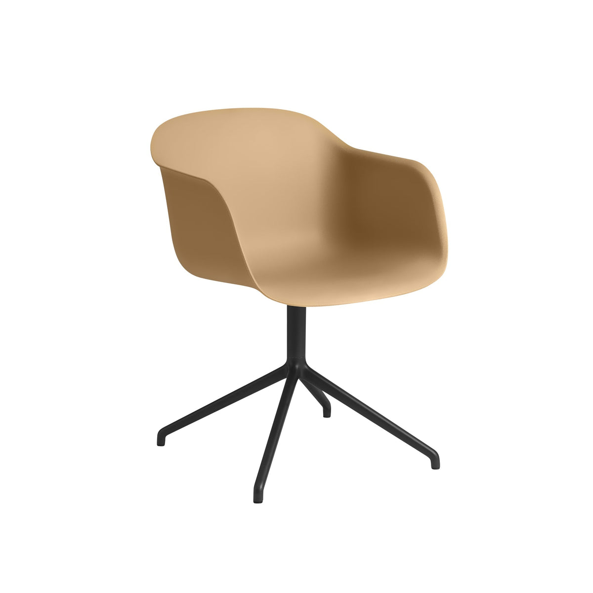 Muuto Fiber tuoli käsinojilla, pyörivä, okra - Laatukaluste