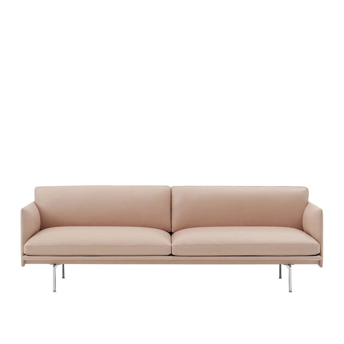 Muuto Outline 220cm sohva Beige nahka/polished aluminum Muuto