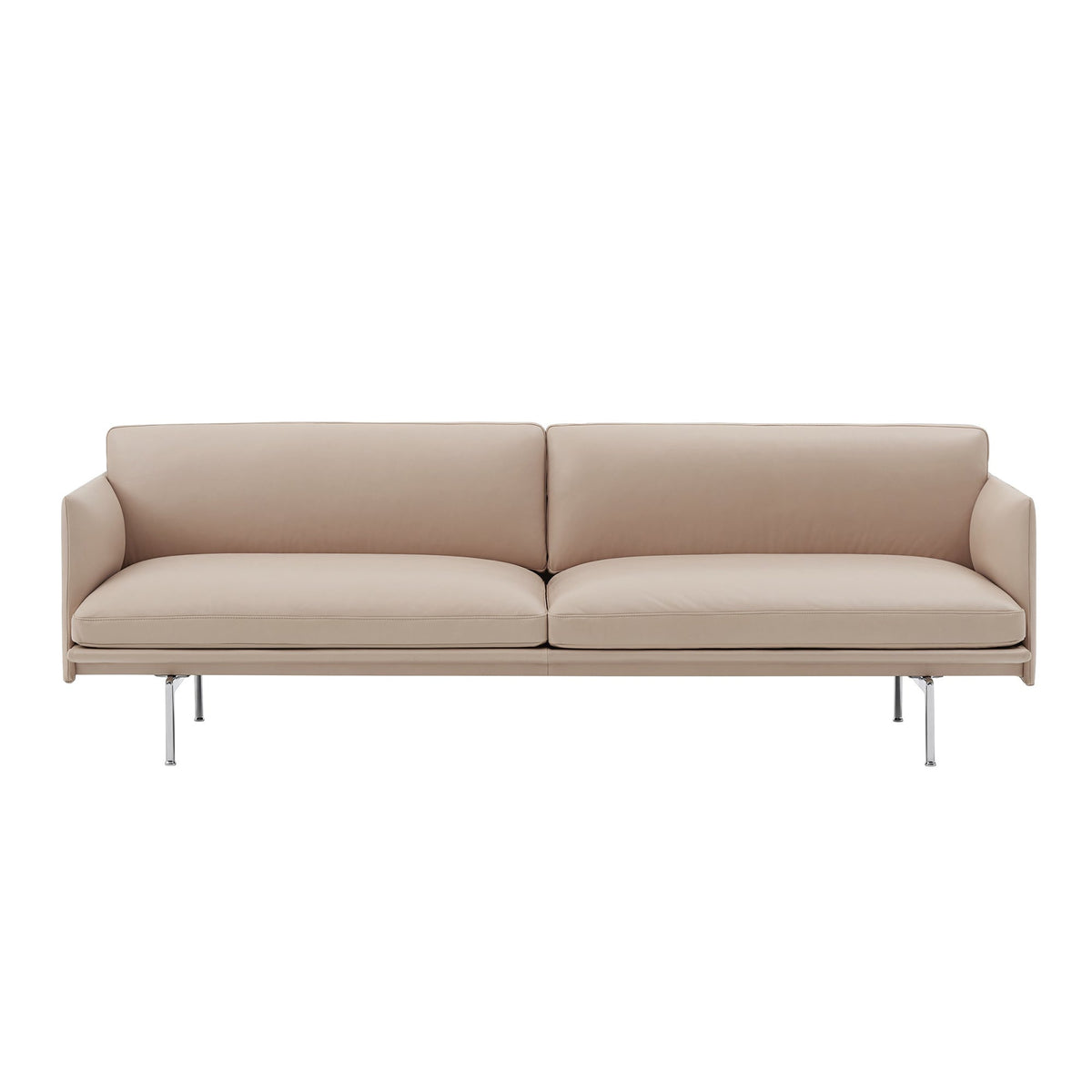 Muuto Outline 220cm sohva Beige nahka/polished aluminum - Laatukaluste