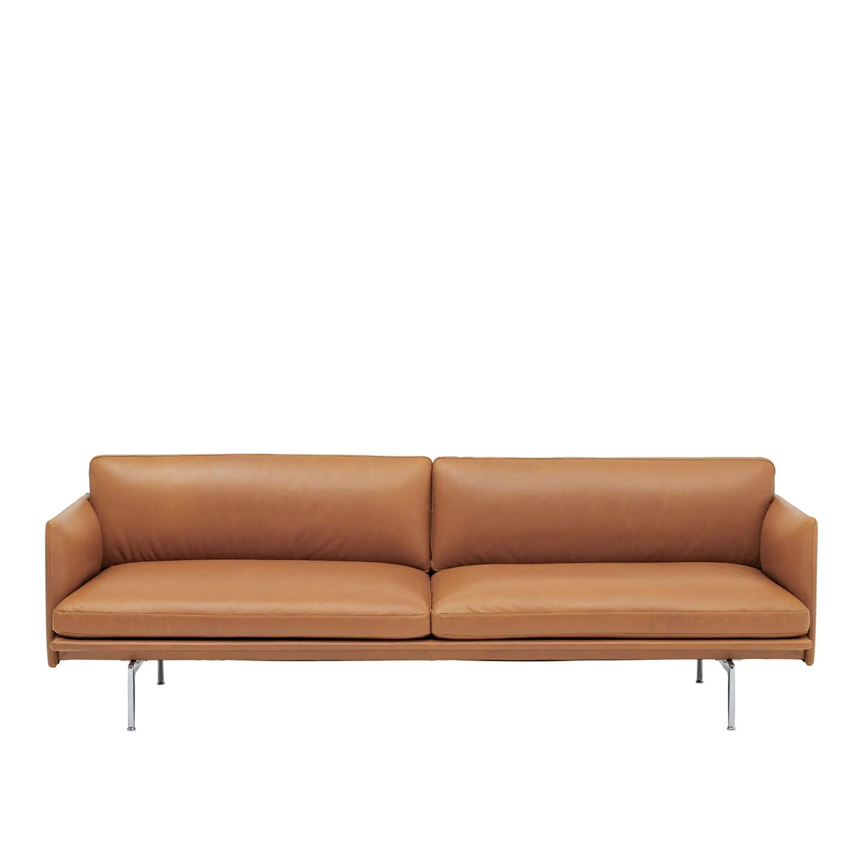 Muuto Outline 220cm sohva Refine nahka konjakki/kiillotettu alumiini Muuto
