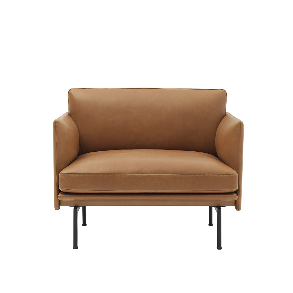 Muuto Outline nojatuoli Cognac nahka/musta - Laatukaluste
