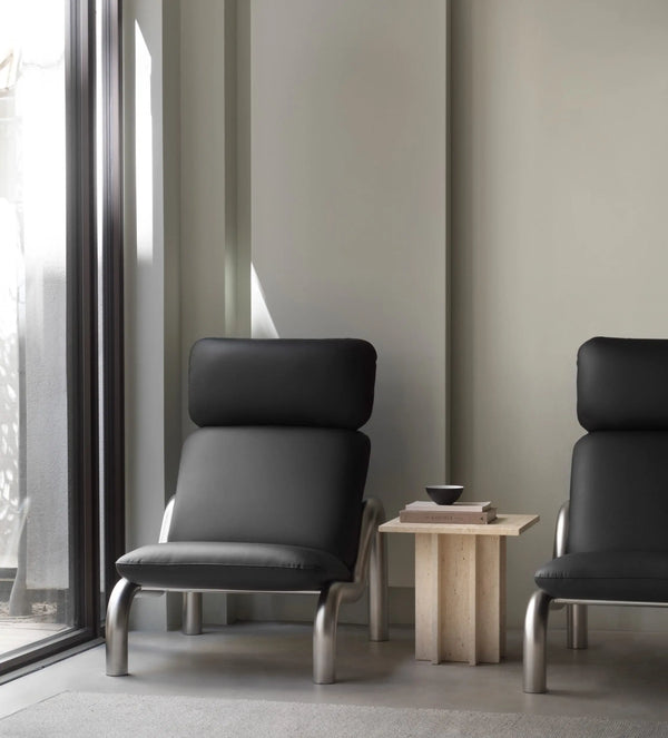 Normann Copenhagen Tube lepotuoli teräs/musta nahka Normann Copenhagen