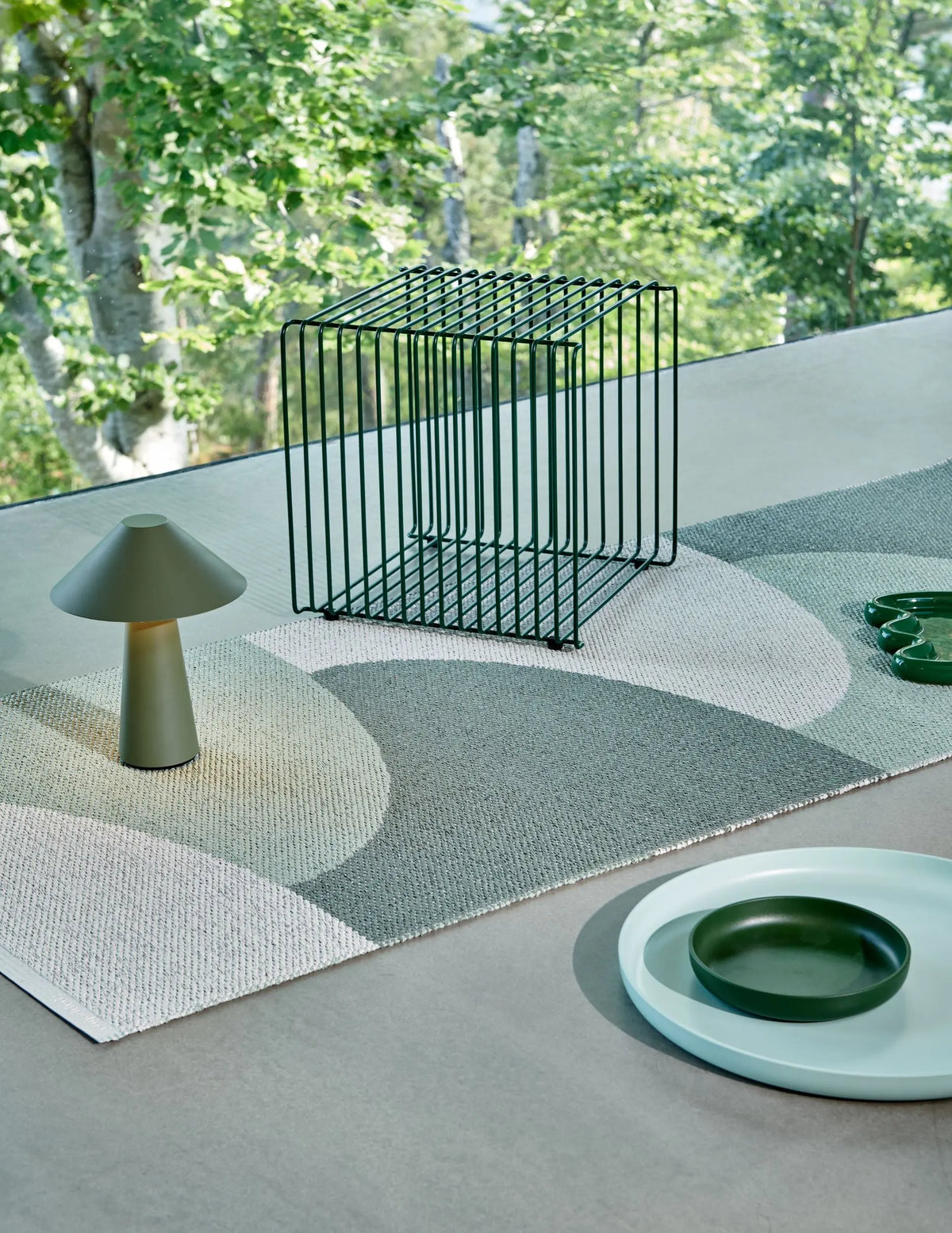 Pappelina Hill matto 70x270 army/fossil grey/misty mint Pappelina