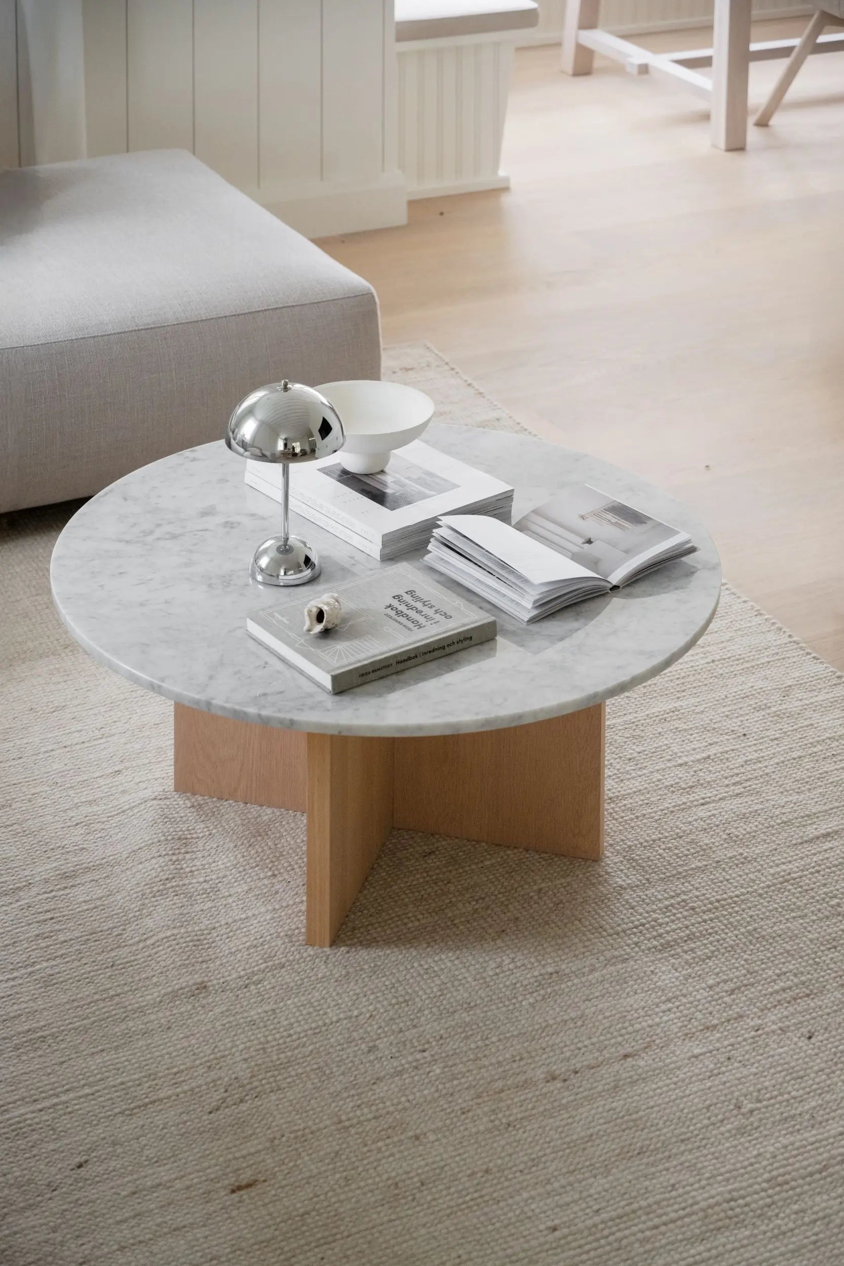 Rowico Brooksville sohvapöytä Ø90 valkolakattu tammi/valkoinen Rowico