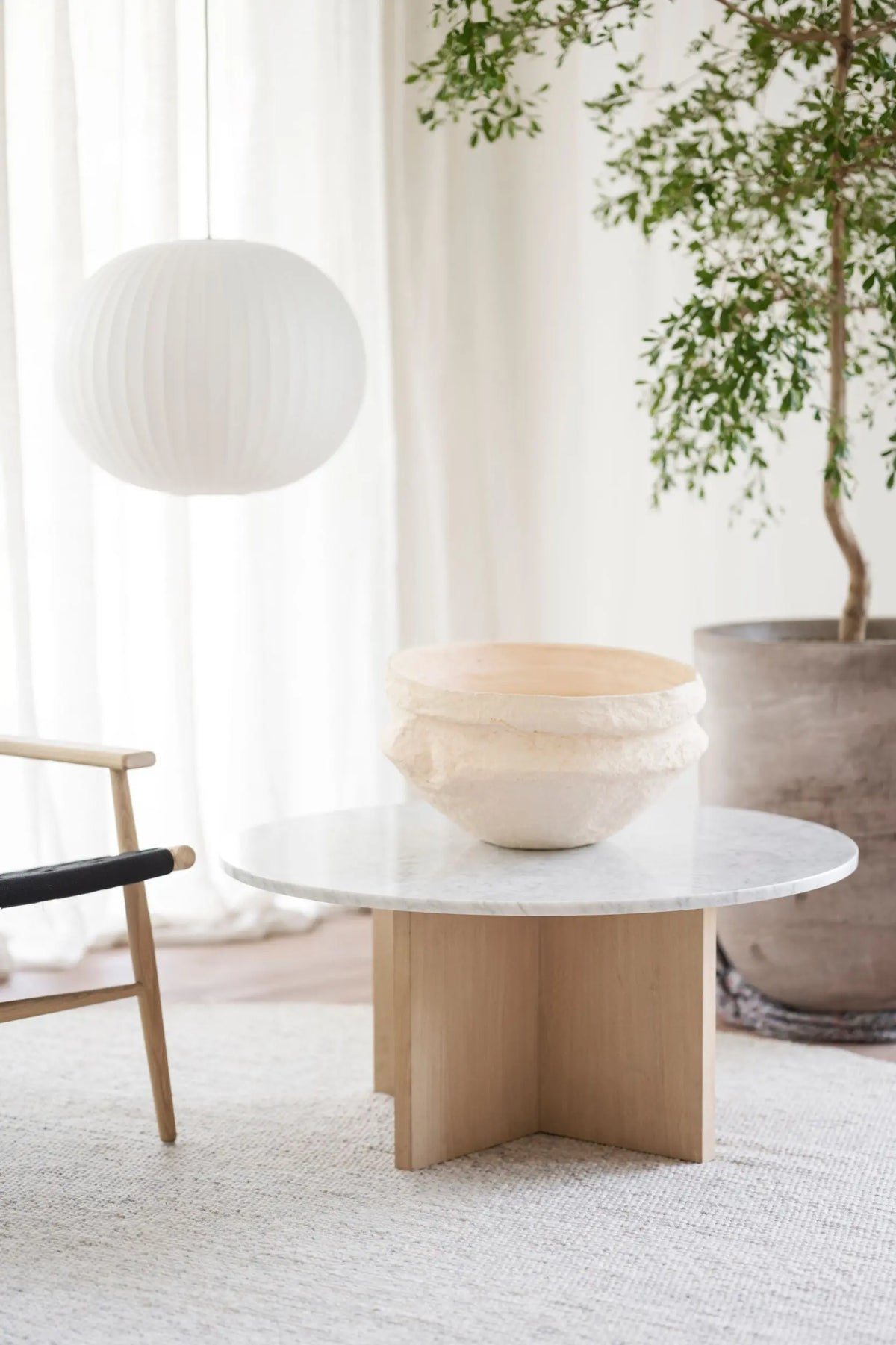 Rowico Brooksville sohvapöytä Ø90 valkolakattu tammi/valkoinen Rowico