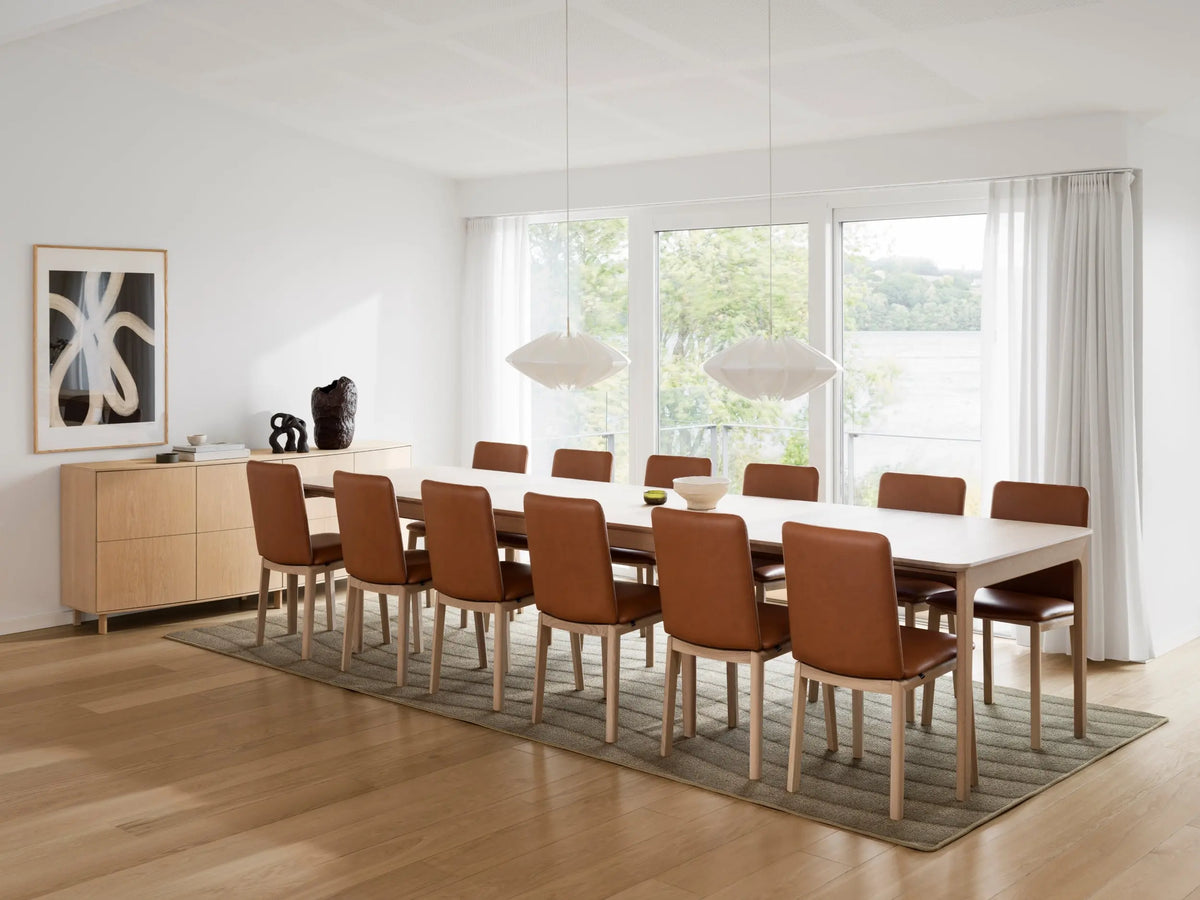 Skovby #27 jatkettava pöytä öljytty tammi/valkoinen laminaatti Skovby