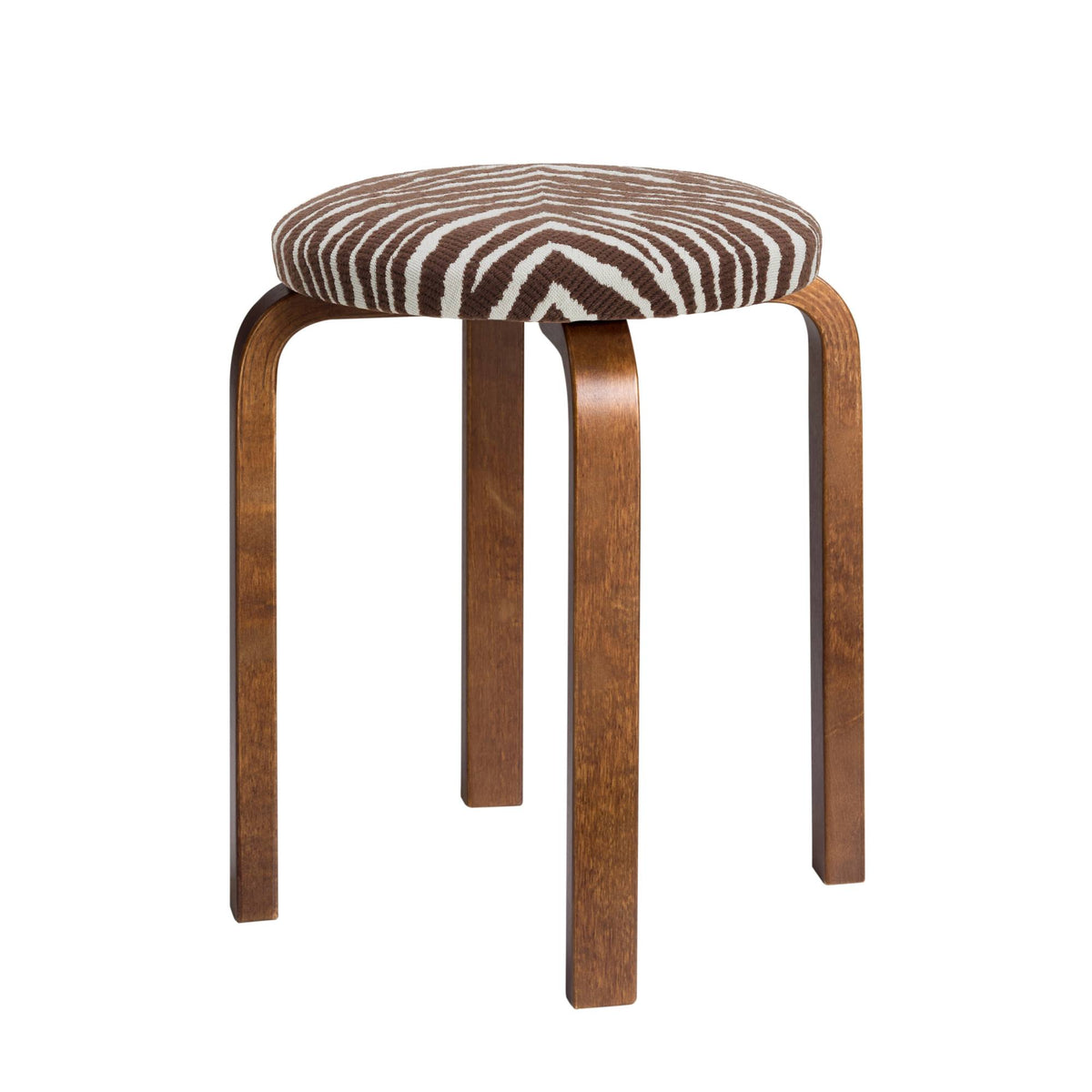 Artek E60 stool Zebra brown/walnut