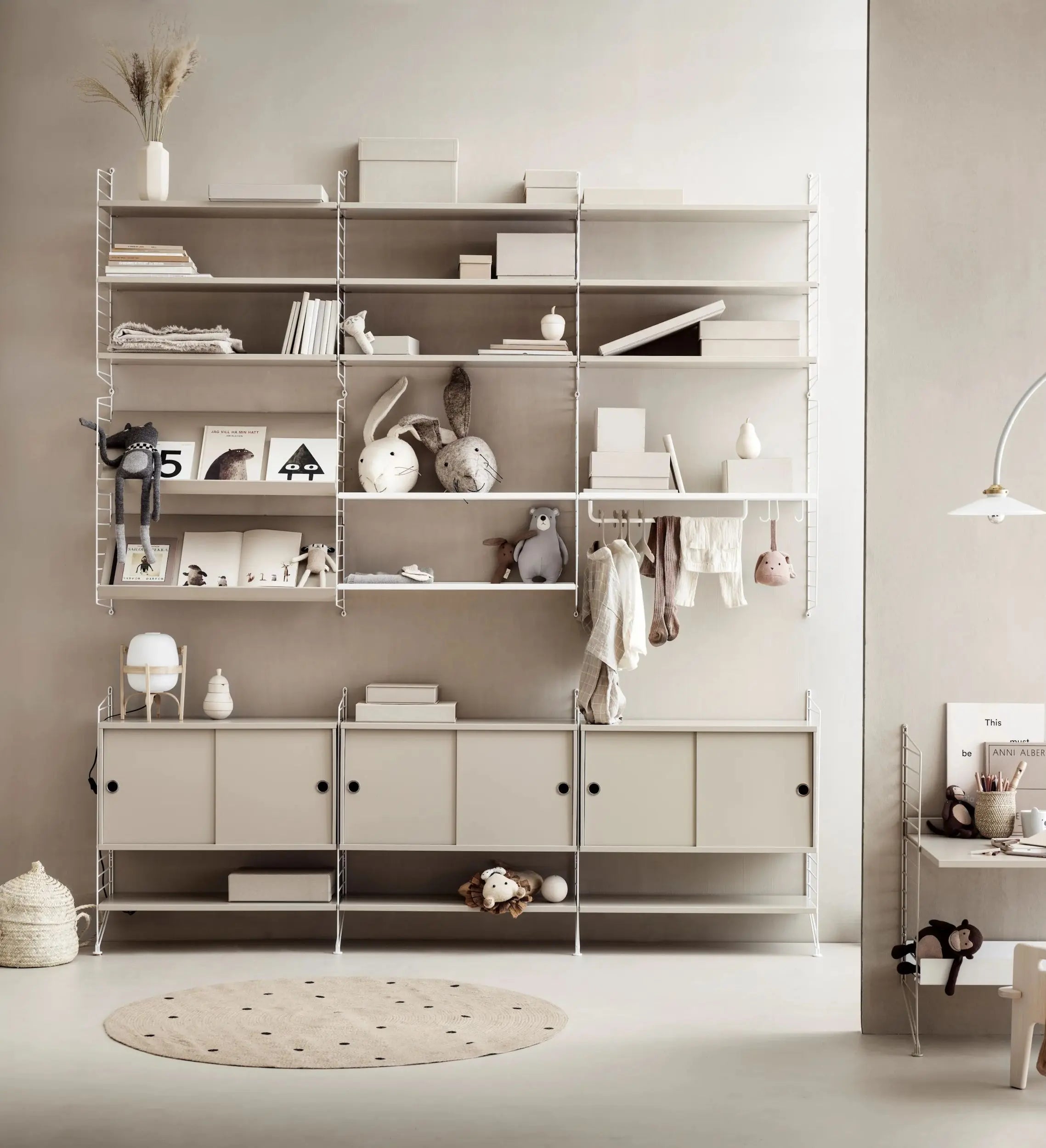 String System hylly 58x20 beige 3 kpl String Furniture